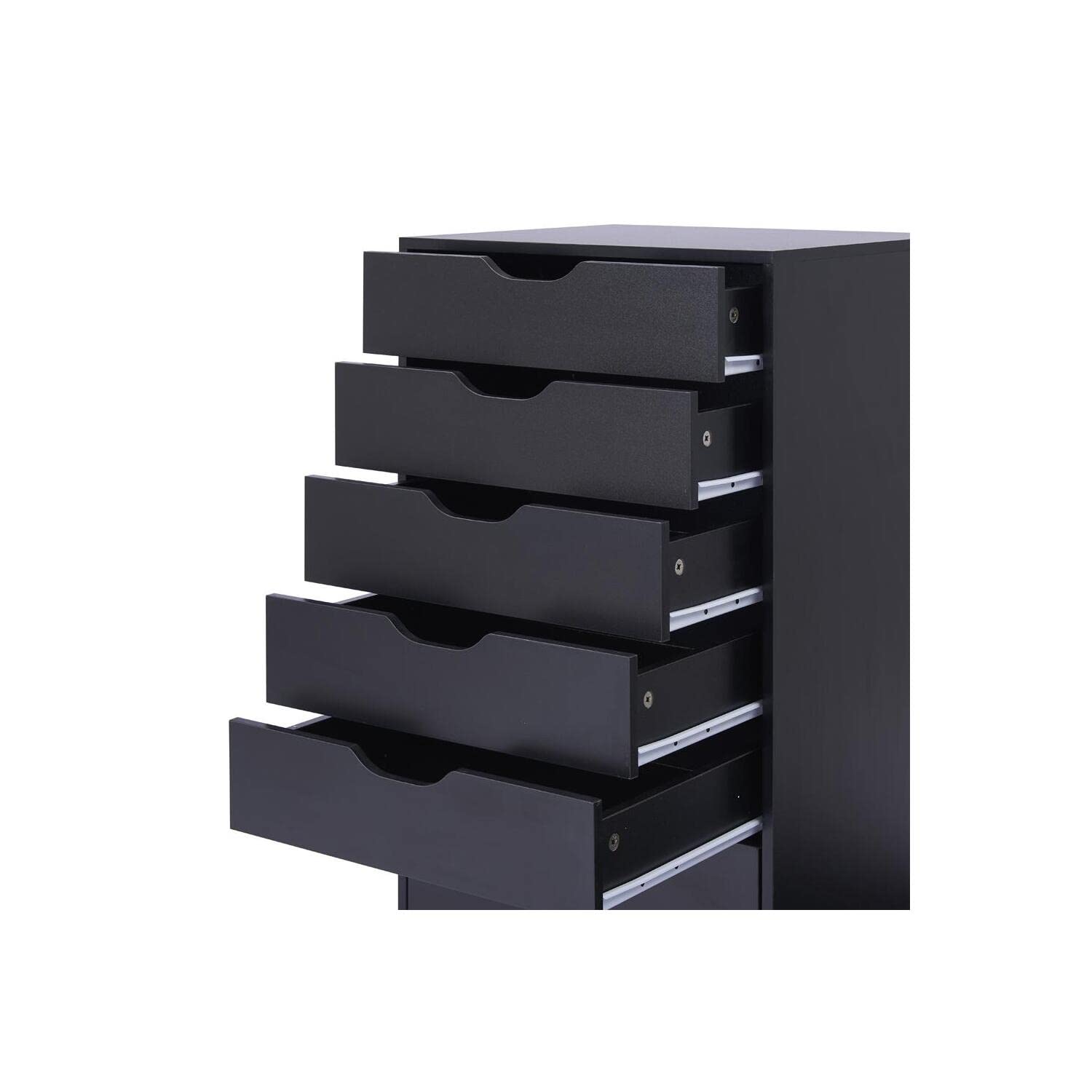 Naomi Home 7-Drawer Dresser for Bedroom - Tall Rolling Dresser with Storage Shelves & 180 lbs Capacity - Small Makeup Vanity for Closet - Black - Perfect for Small Spaces, Dorm Rooms & Apartment Organization