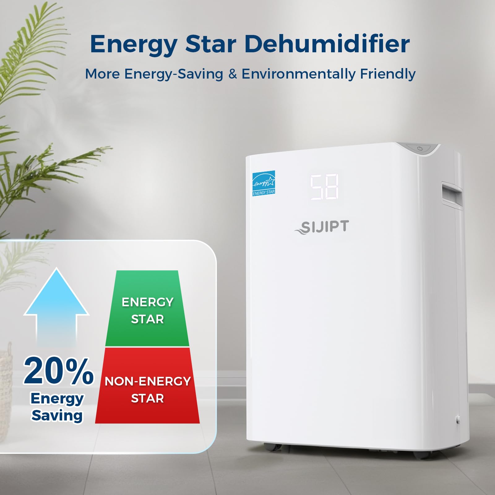**Energy Star 100 Pint Dehumidifier for Basement & Large Rooms (6,000 Sq. Ft) – Quiet Operation, Adjustable Humidity Control, 24H Timer, 1.5 Gal Water Bucket with Drain Hose – Ideal for Home, Office & Storage Spaces**