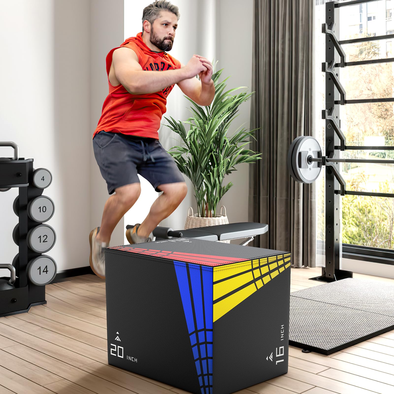 XDDAIS 3-in-1 Heavy Duty Foam Plyometric Box Set for Home Gym - 30”x24”x20”, 24”x20”x16”, 20