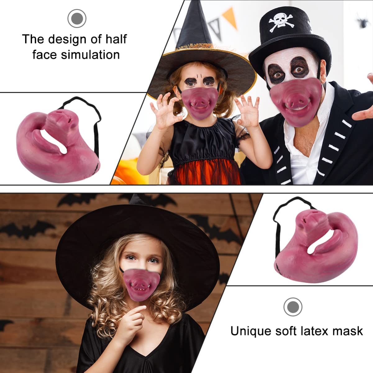 Funny Halloween Half Face Mask - Pig Cosplay Scary Boar LED Vampire Mask for Halloween Party, Cosplay & Masquerade | Perfect for Costume Parties, Trick or Treat & Spooky Events