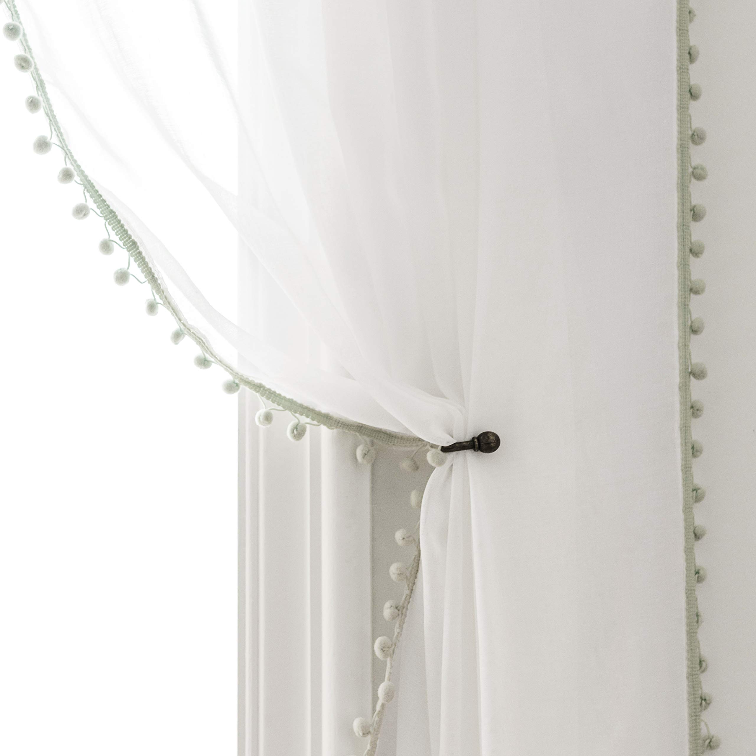 MISS SELECTEX Grey Sheer Curtains for Living Room - Light Filtering Window Drapes, Semi-Transparent Voile Panels for Privacy & Sun Protection - Perfect for Bedroom, Office & Home Decor