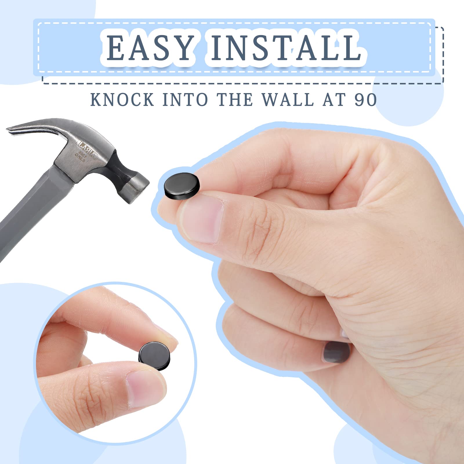 30 Pieces Black Metal Push Pins - Heavy Duty Thumb Tacks for Bulletin Boards, Photo Hanging, Office & Home Decor - Perfect for Maps, Posters, Pictures and Wall Art Organization
