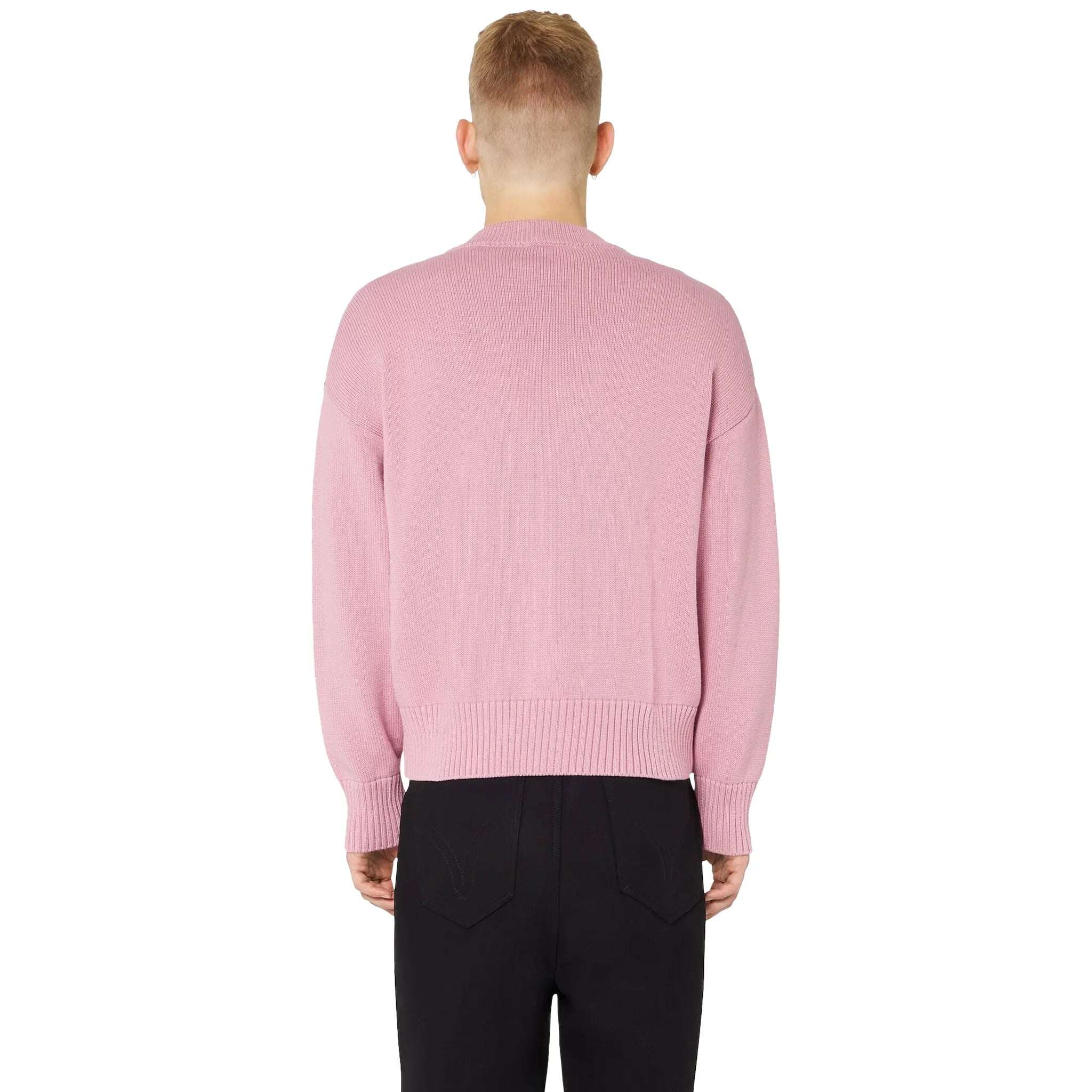 Ami Paris Ami De Coeur ADC Pink White Knit Cardigan for Women - Soft Chunky Knit Open Front Sweater | Perfect for Fall, Winter & Casual Outfits