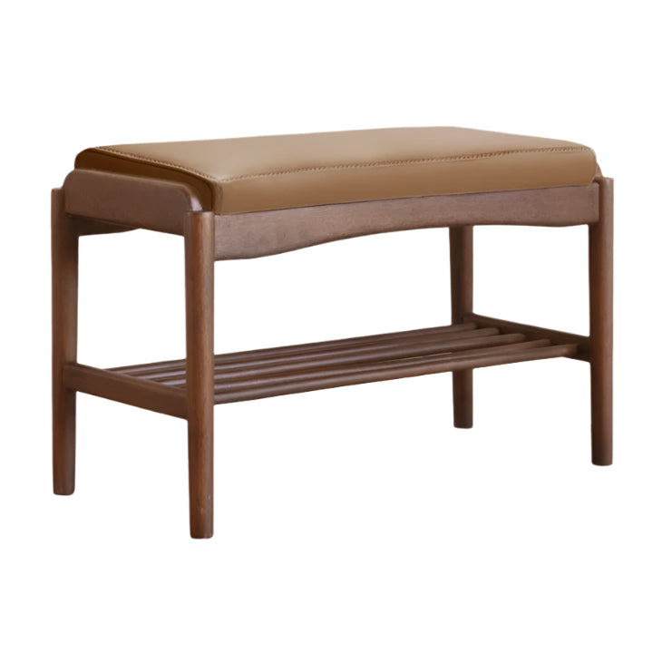 31.5x11.8x16.5 inch / 80x30x42 cm / Milk tea brown color / organic leather shoe changing stool  -