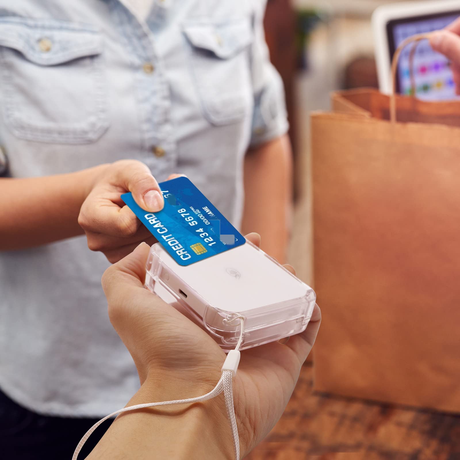 Anti-Lost Clear Protective Case for Square Reader 2nd/1st Gen & Contactless Chip Card Reader - Compatible with 3.5mm Jack & Lightning Connector - Perfect for Retail, Food Trucks & Mobile Payments