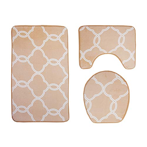 Premium 3-Piece Door Mat Set for Outdoor Entry, Toilet Cover & Bathroom Rug - Non-Slip Water Absorbent Home Decor Mats for Porch, Bathroom & Toilet Areas - Perfect for Home, Apartment & Office Use