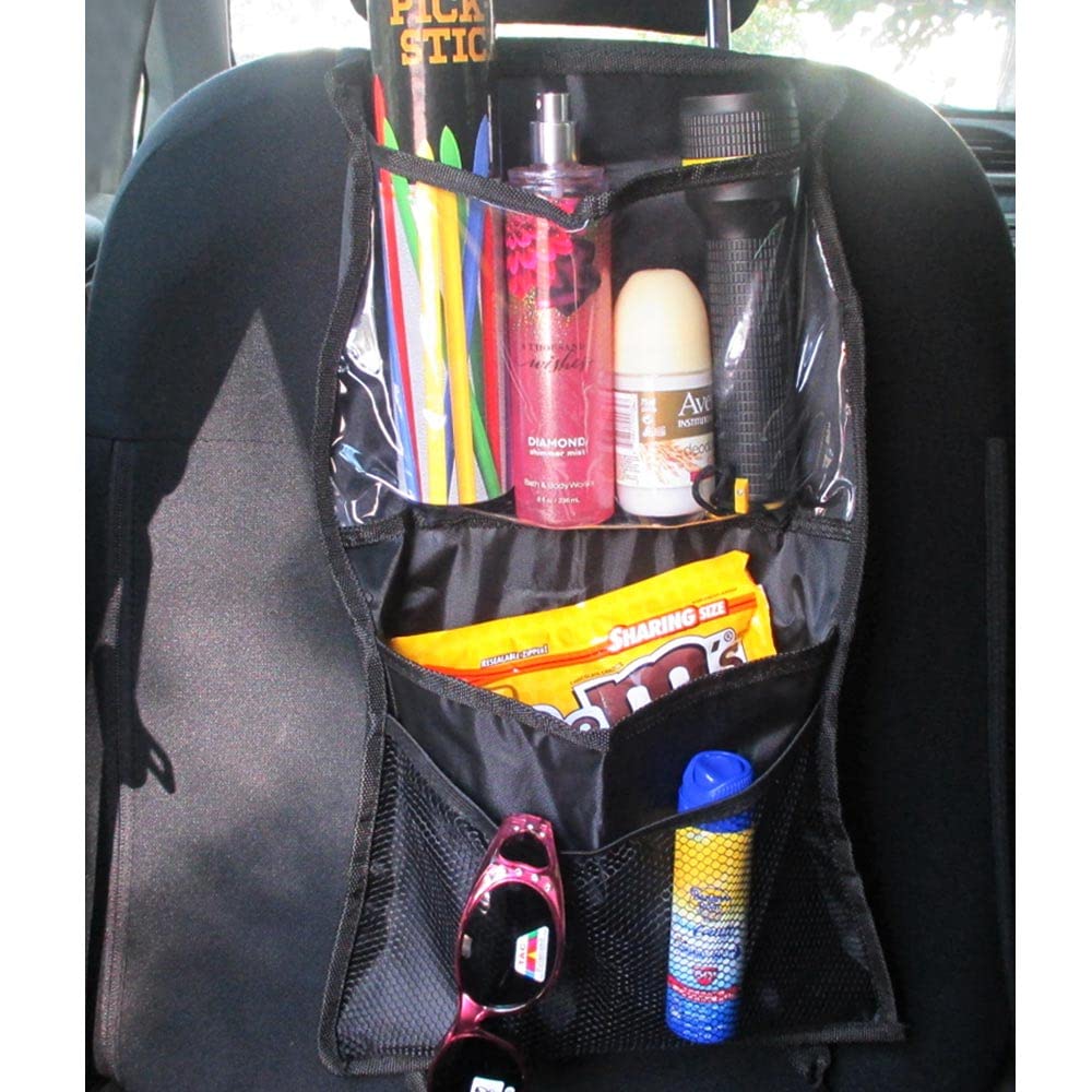 ATB 1 Car Front Seat Hanging Organizer with Multi-Pocket Storage Straps - Travel Accessories, Kids Toys & Road Trip Essentials - Perfect for Family Road Trips, Long Drives & Daily Commutes - Keep Your Car Organized on the Go - Ideal for Parents, Travelers & Commuters - Great for Storing Snacks, Phones, Maps & Baby Supplies