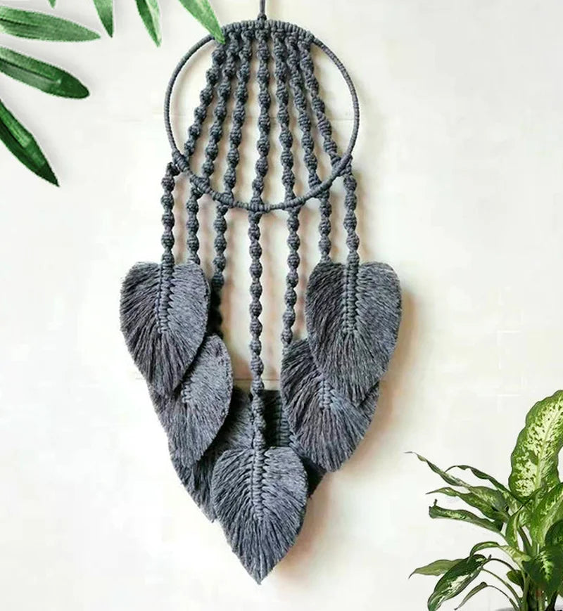 Feather Dreams Macrame Wall Hanging - Boho Chic Handmade Cotton Rope Decor for Bedroom, Living Room & Nursery | Perfect Bohemian Home Decor Gift