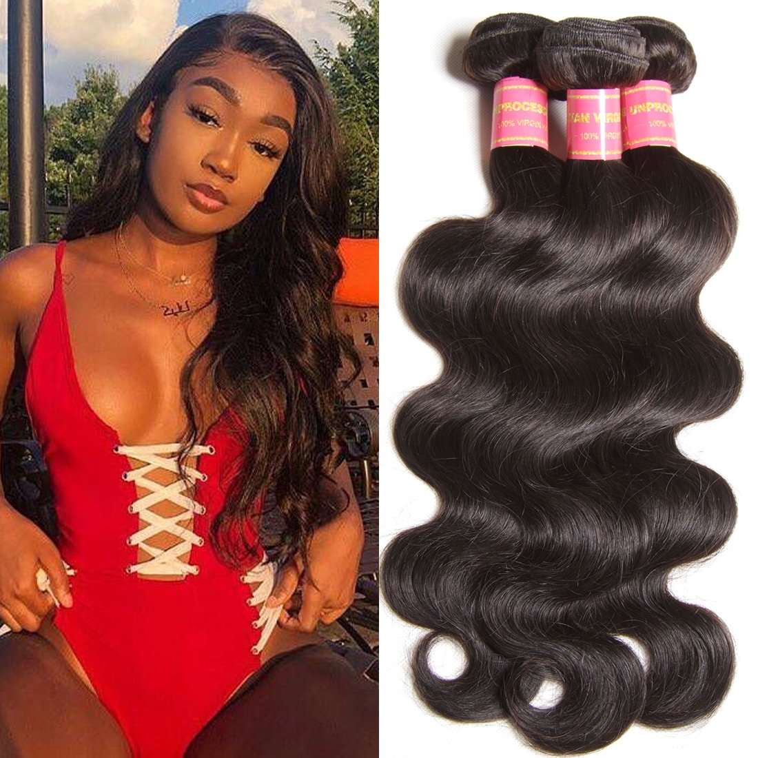 Klaiyi 10A Brazilian Virgin Hair Extensions - No Shedding, Unprocessed Human Hair Bundles (18/20/22 Inch Body Wave) 95-100g/lot | Natural Color for Styling, Volume & Length | Perfect for Daily Wear, Parties & Special Occasions