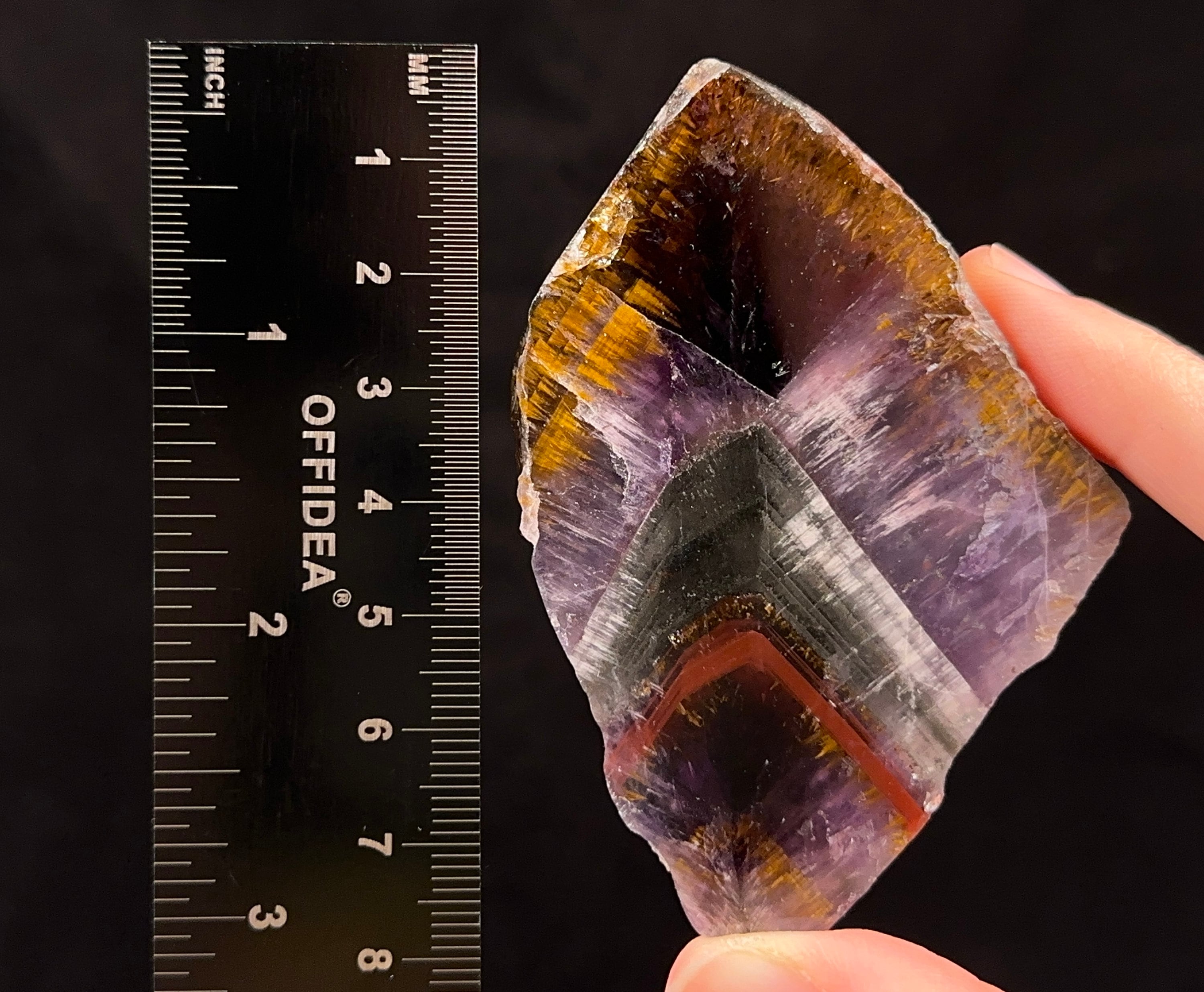 Genuine Auralite Amethyst Chevron Super Seven Crystal from Brazil - Raw Healing Stones for Self Care & Meditation (53676) - Perfect for Energy Healing, Chakra Balancing & Home Decor