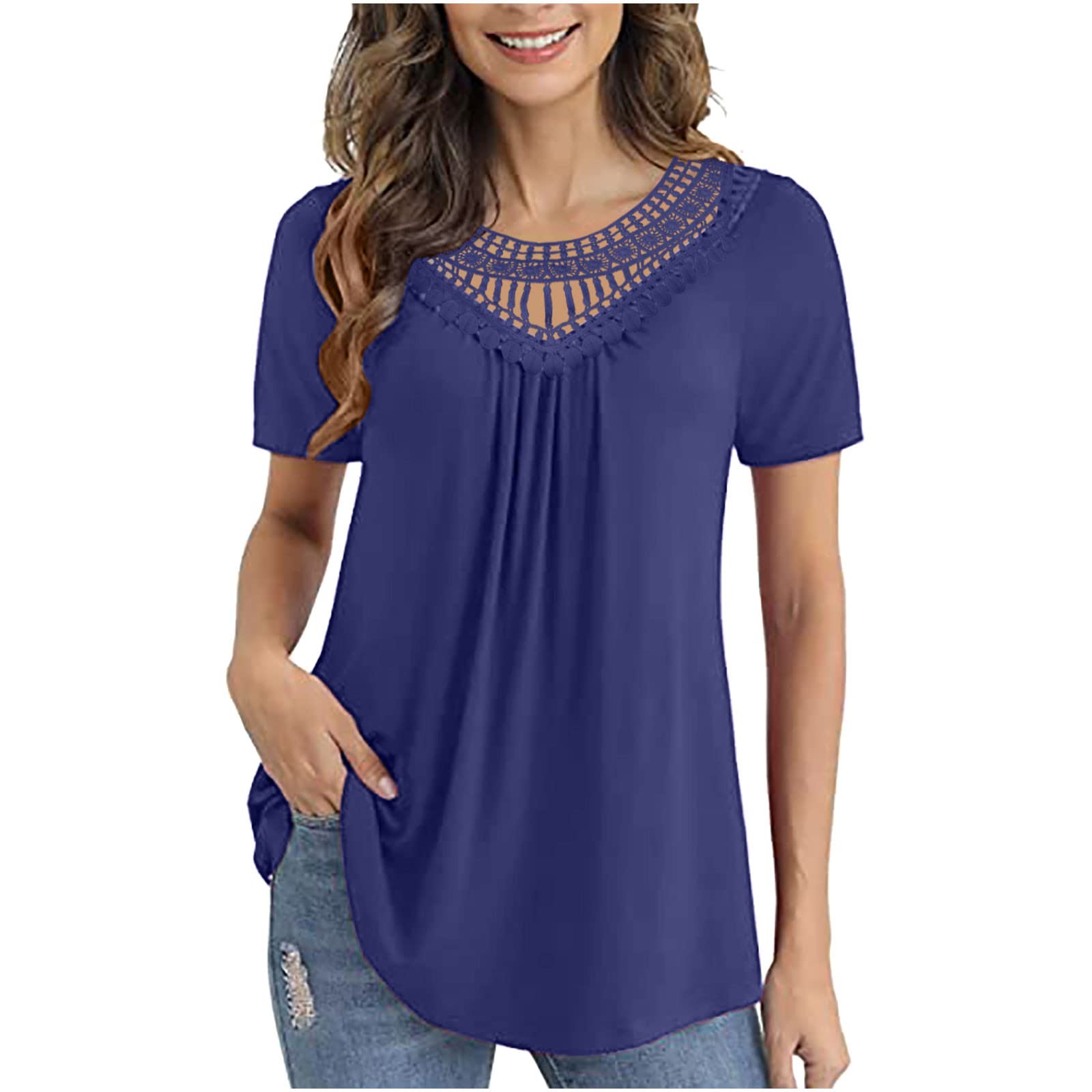 2022 Women's Summer Tunic Top - Short Sleeve V-Neck & Crewneck Floral Print Blouse | Casual Wear, Beach Outfit, Office Attire