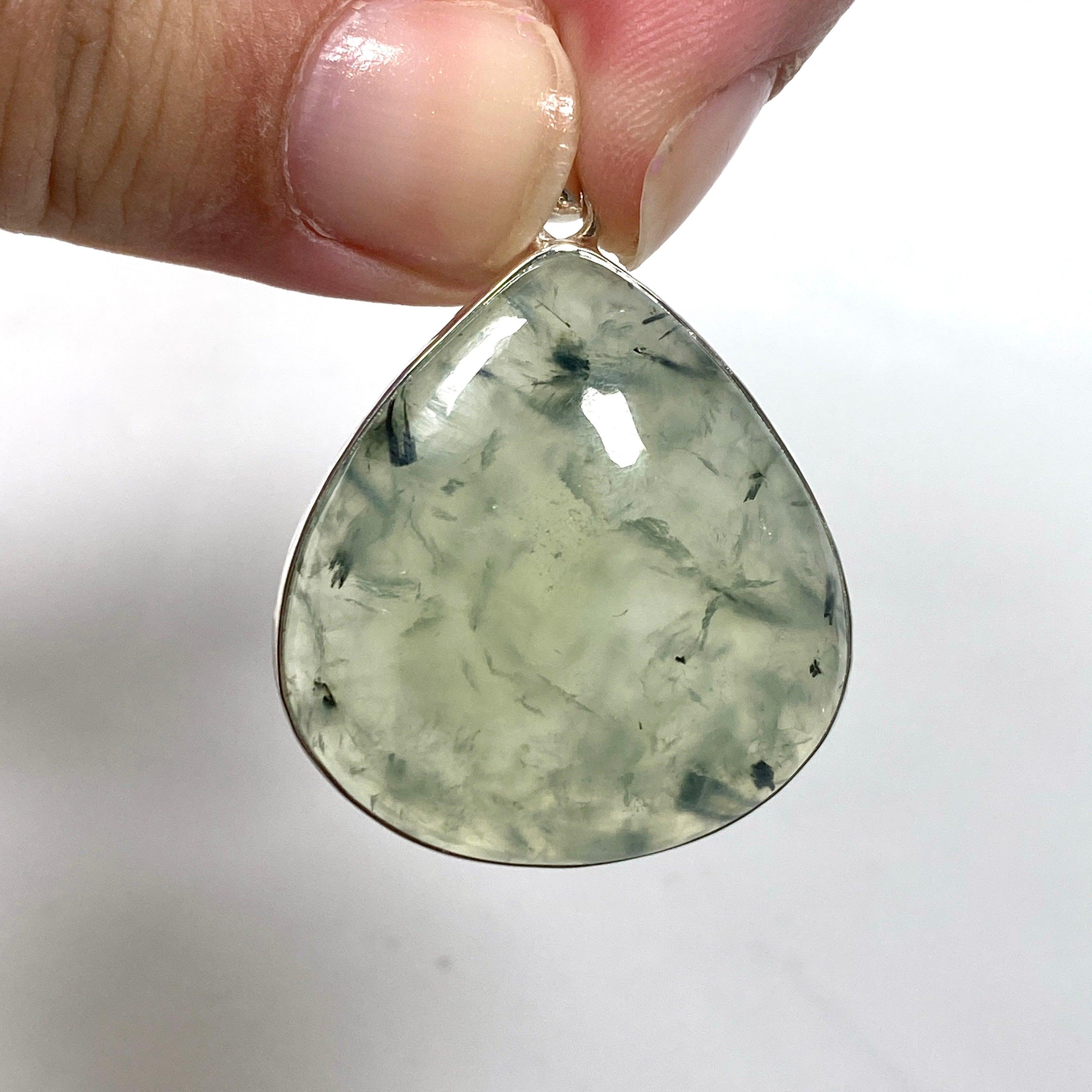 Natural Prehnite Teardrop Pendant Necklace KPGJ3768 - Elegant Gemstone Jewelry for Women, Perfect for Weddings & Special Occasions