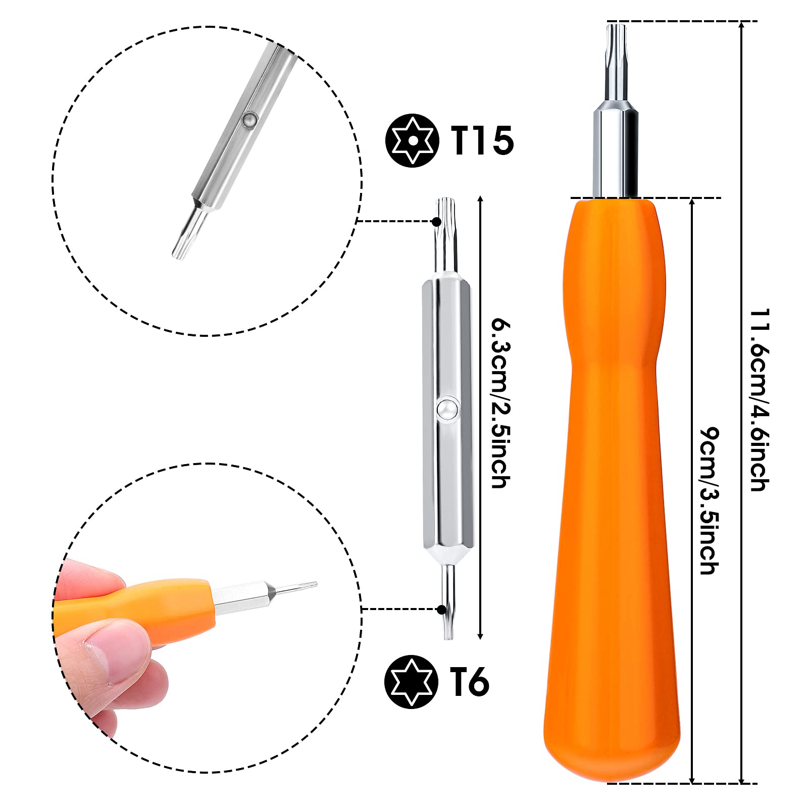 T6/T15 Torx Screwdriver Bit Set - Double-Ended Precision Screwdriver for PS5, PS4, PS3, Nintendo Switch, Xbox, Wii & Laptop Repair - Ideal for Cleaning, Maintenance & Parts Replacement