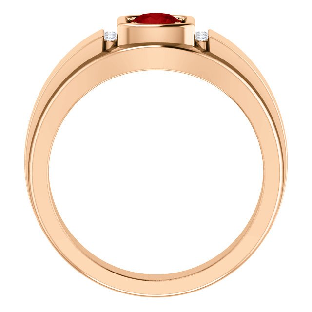 14KT Gold Men's Ruby and Diamond Ring - 2/3 CT Ruby & 0.09 CTW Diamonds for Wedding, Engagement, or Anniversary Gifts