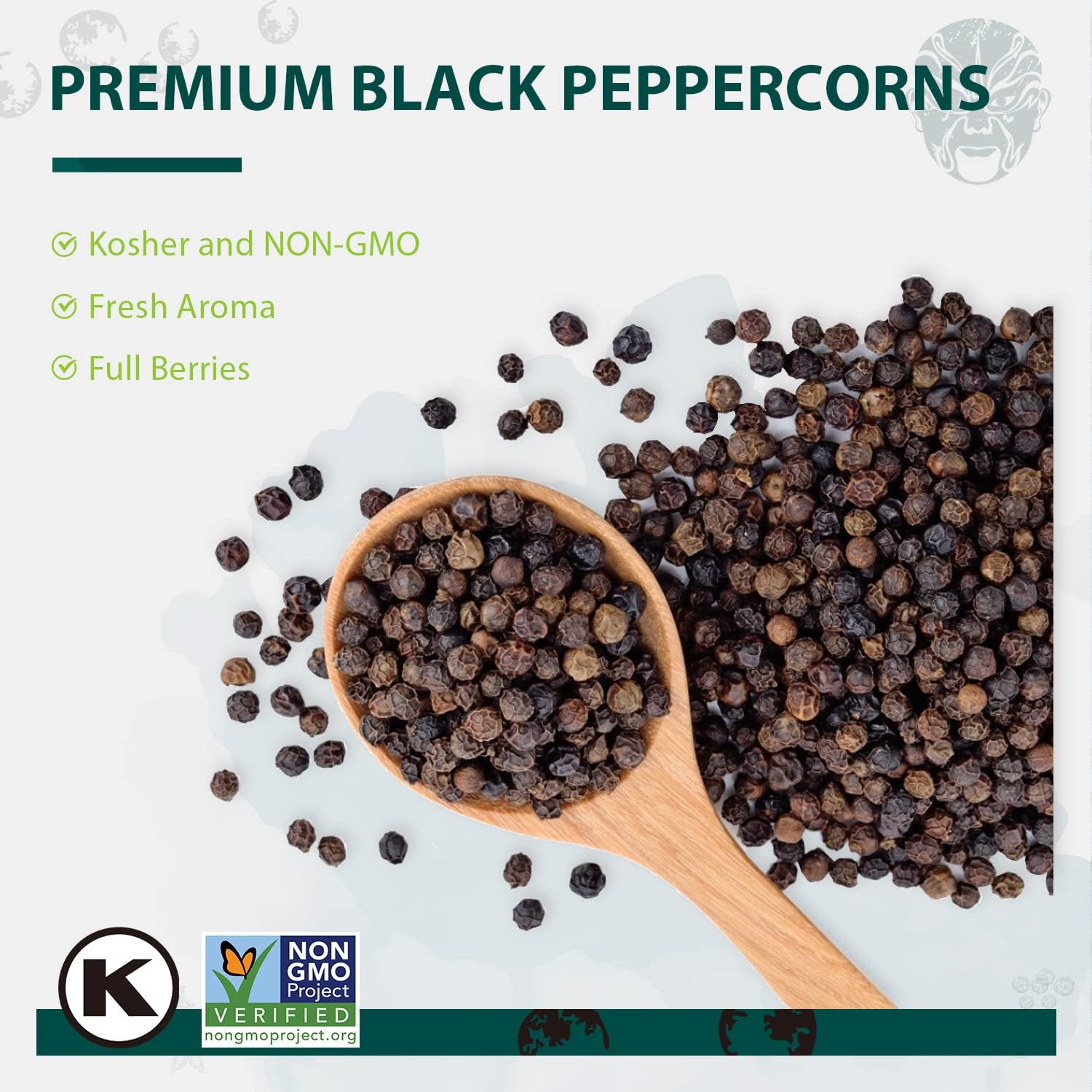 Soeos Premium Whole Black Peppercorns - 36oz (2-Pack) | Non-GMO, Kosher Certified | Freshness-Sealed for Grinder Refill | Ideal for Cooking, Seasoning & Gourmet Dishes