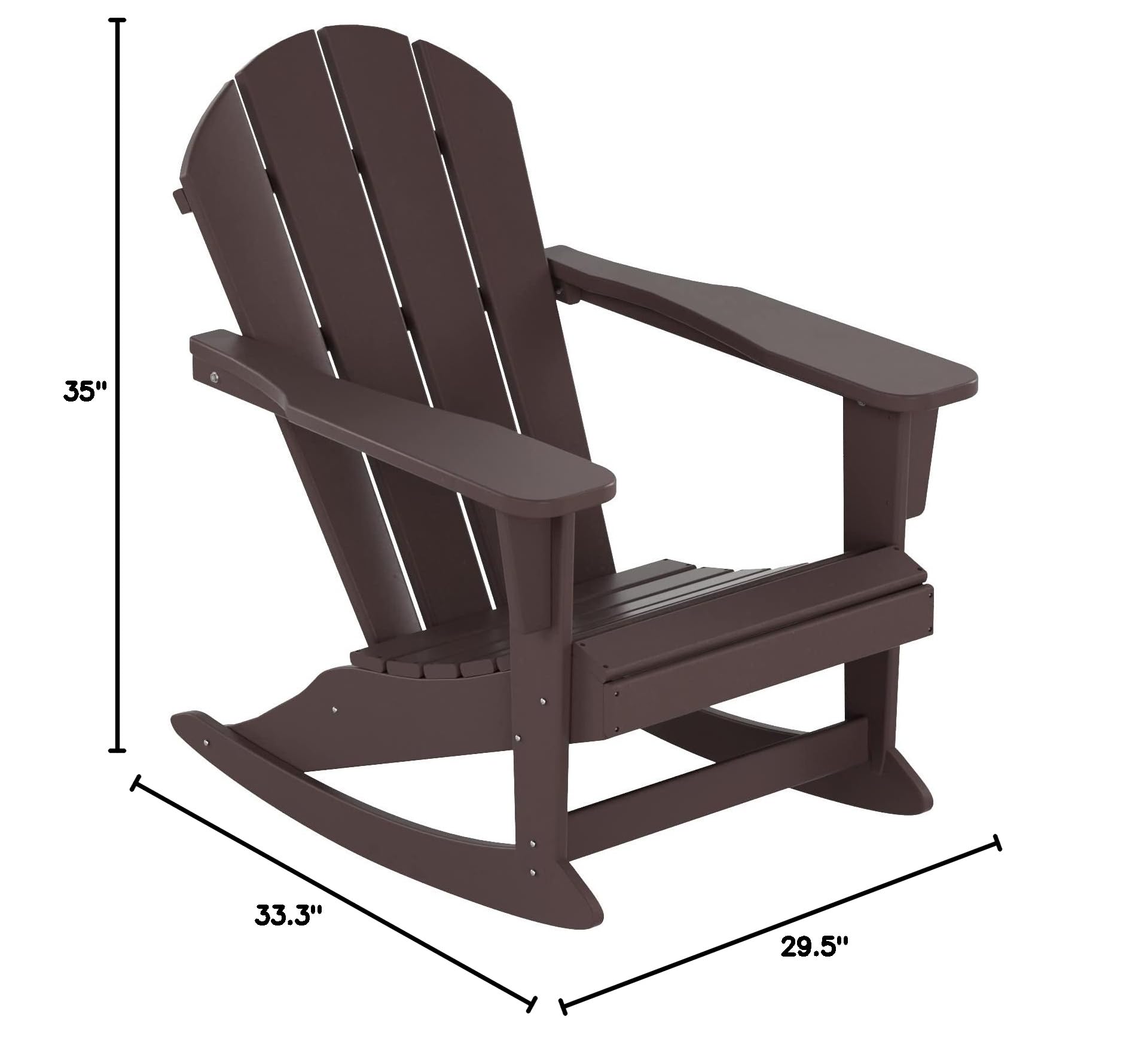 WestinTrends Malibu Outdoor Poly Adirondack Rocking Chair - Weather-Resistant Patio Furniture, Dark Brown - Perfect for Backyard, Garden, and Poolside Relaxation