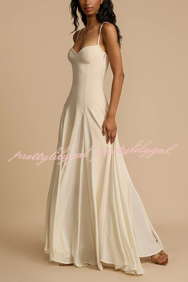 Timeless Elegance Panelled Tulle A-Line Slip Maxi Dress - Perfect for Weddings, Parties & Special Occasions