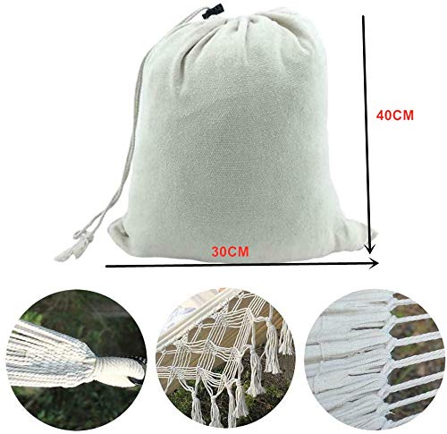 Premium Cotton Double Hammock for 2 Persons - 480lbs Capacity, Handmade with Macrame Fringe & Boho Tassels - Perfect for Outdoor Relaxation in Garden, Backyard, Beach, Patio or Balcony | Ideal for Camping, Picnics and Summer Lounging