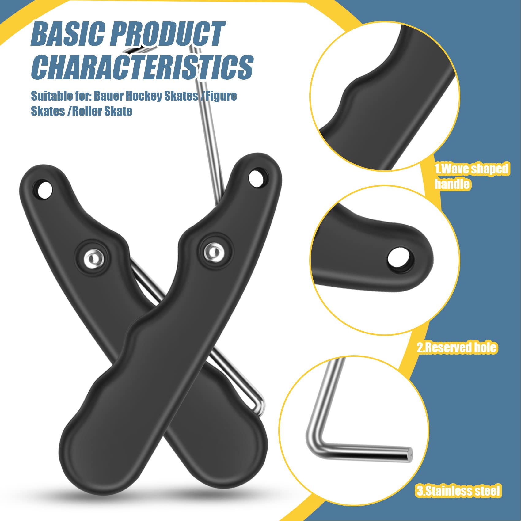 2Pcs Skate Tightener Tool for Ice Skates - Adjustable Hockey Skate Puller & Tightener - Perfect for Ice Hockey, Figure Skating & Recreational Skating