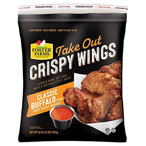 Foster Farms Classic Buffalo Chicken Wings - Crispy, Meaty & Delicious with Buffalo Sauce - Tender, Juicy Inside & Crunchy Outside (2 Pack) - Perfect for Game Day, Parties & Family Dinners