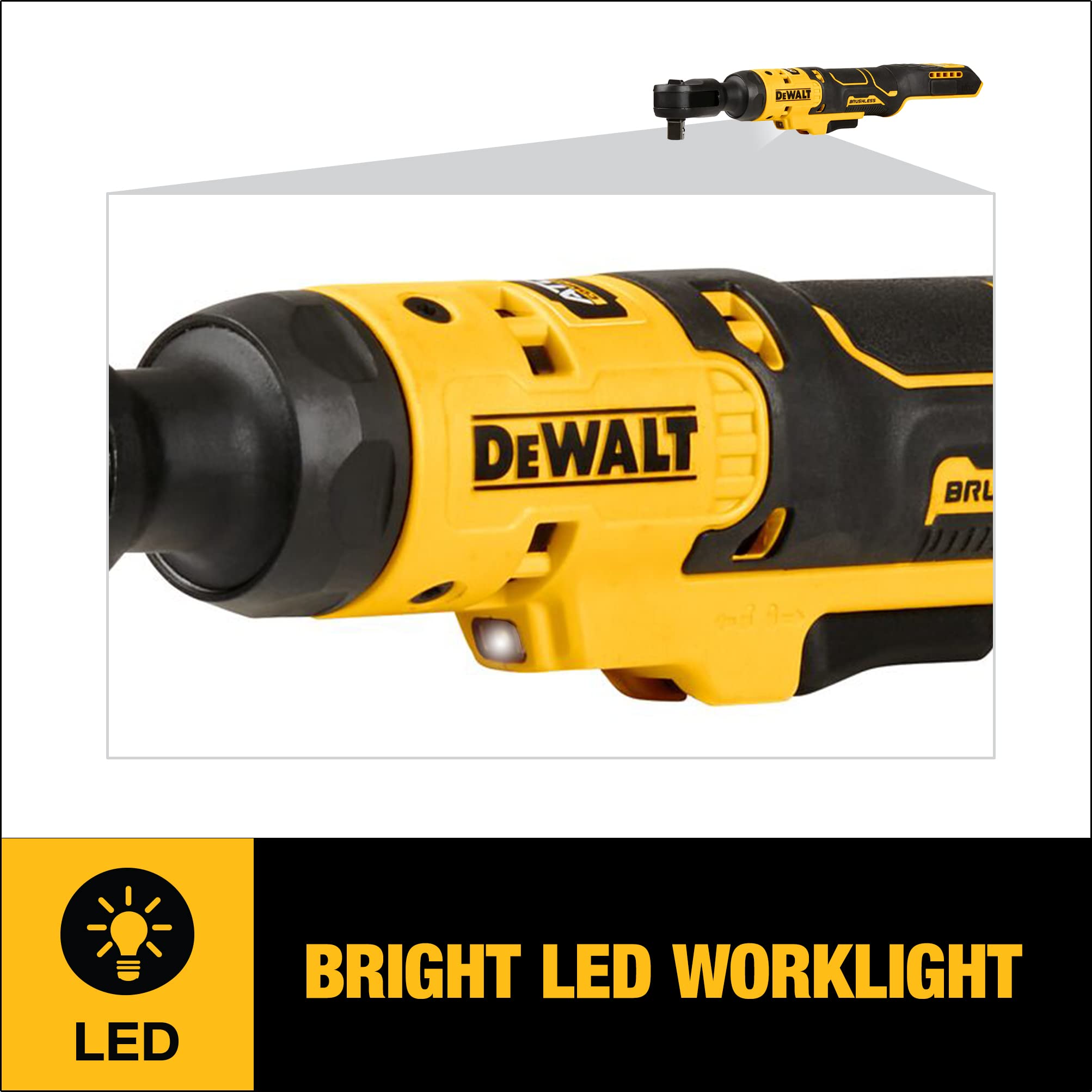 DEWALT ATOMIC 20V MAX Brushless Cordless Ratchet 1/2 Inch Bare Tool (DCF512B) - Perfect for Automotive Repairs, DIY Projects & Professional Mechanics