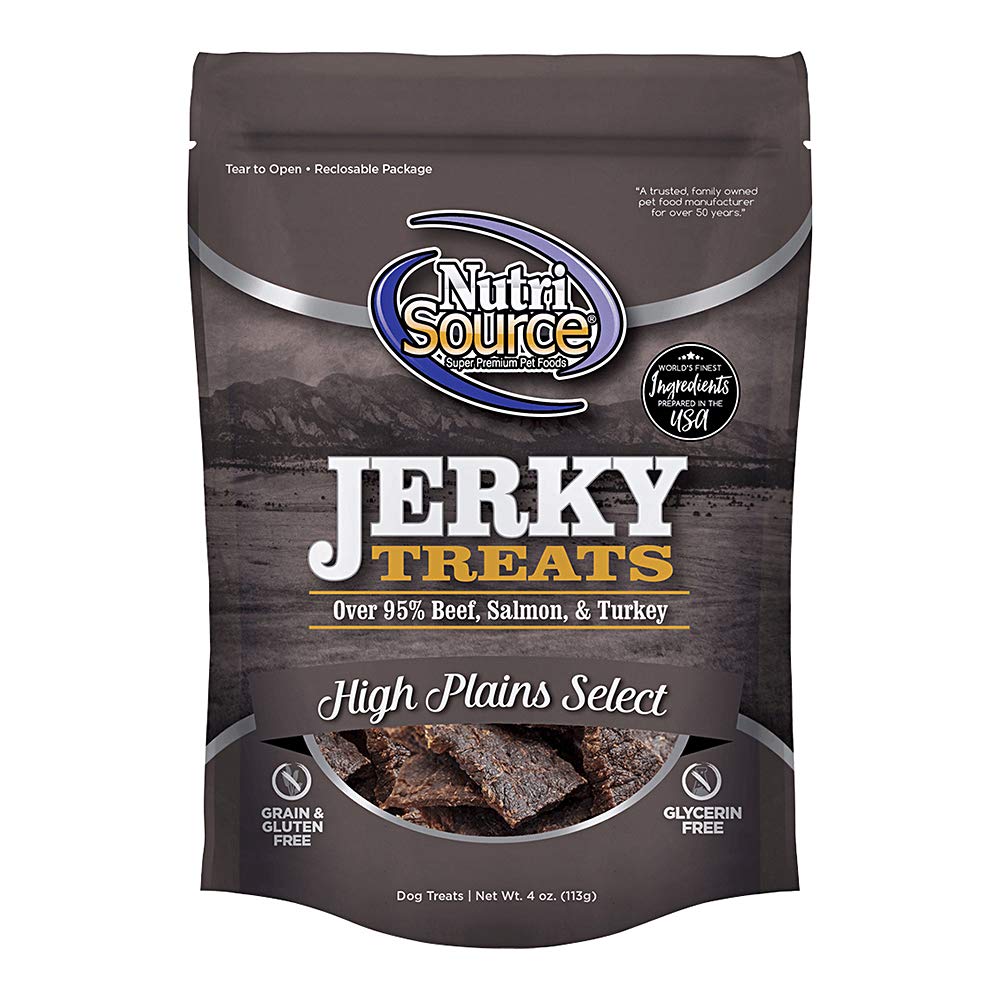 Nutri Source High Plains Select Jerky Dog Treats for Small & Large Dogs - 4 oz Natural Protein Snack - Perfect for Training, Rewards & Outdoor Adventures