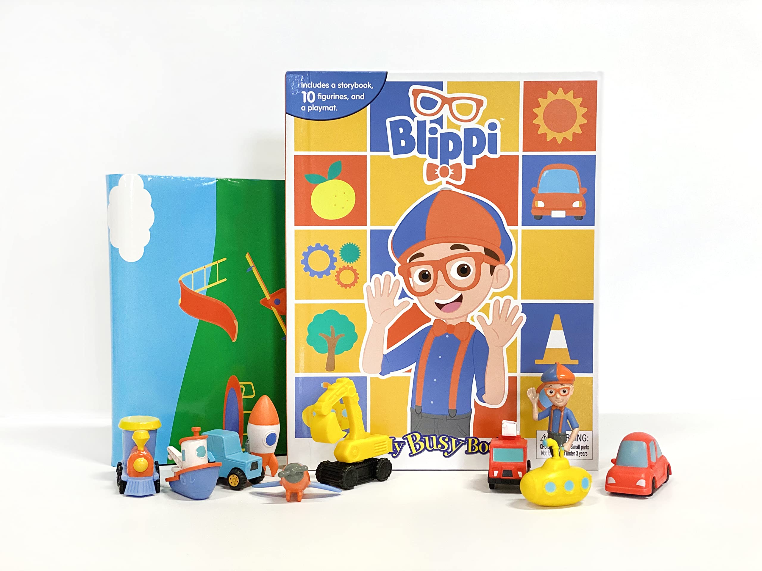 Blippi My Busy Books - Interactive Storybook with 10 Figurines & Playmat | Educational Toy for Kids | Perfect for Storytime, Imaginative Play & Learning Activities