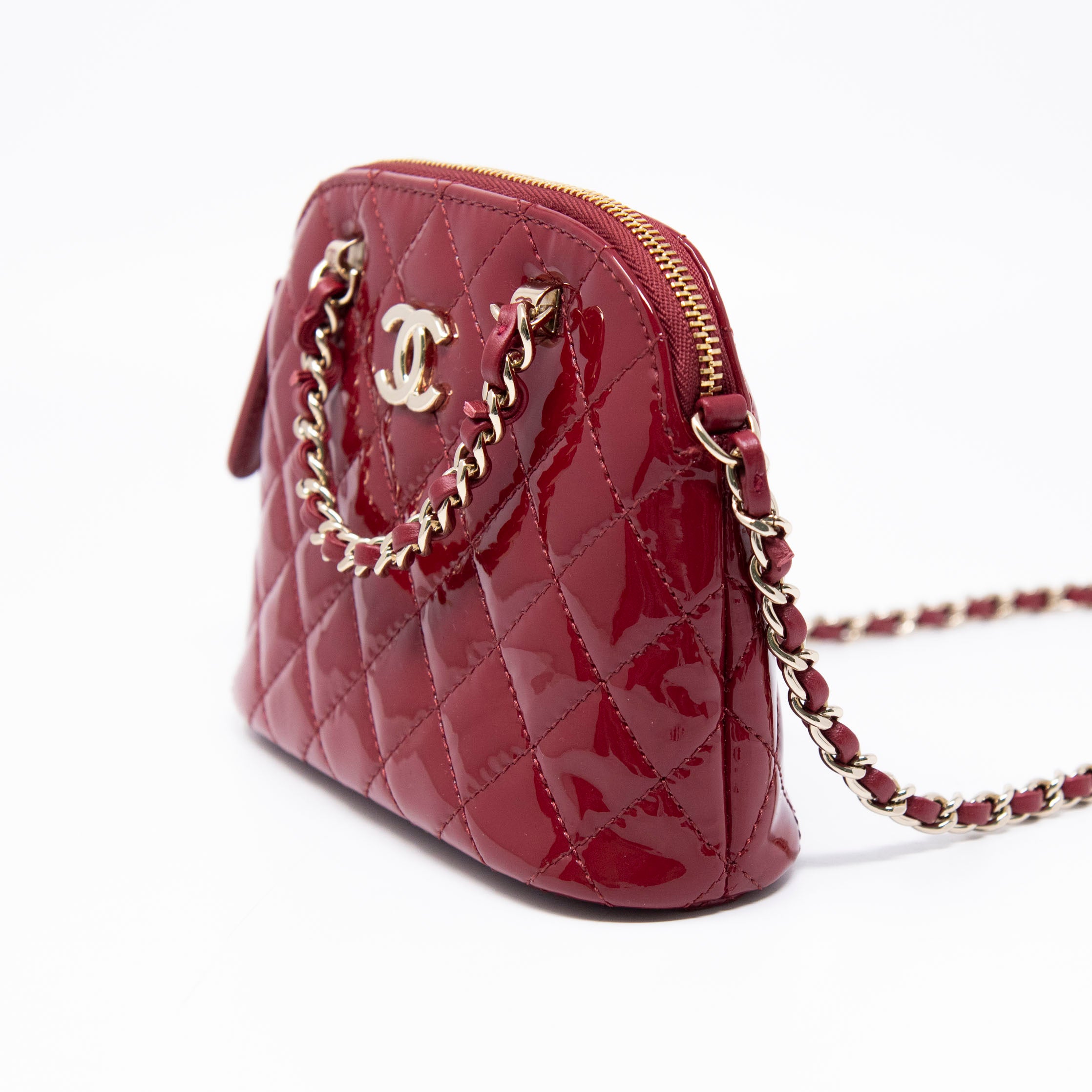Chanel Burgundy Coco Quilted Leather Crossbody Clutch Bag with Chain - Perfect for Evening Parties, Weddings & Special Occasions
