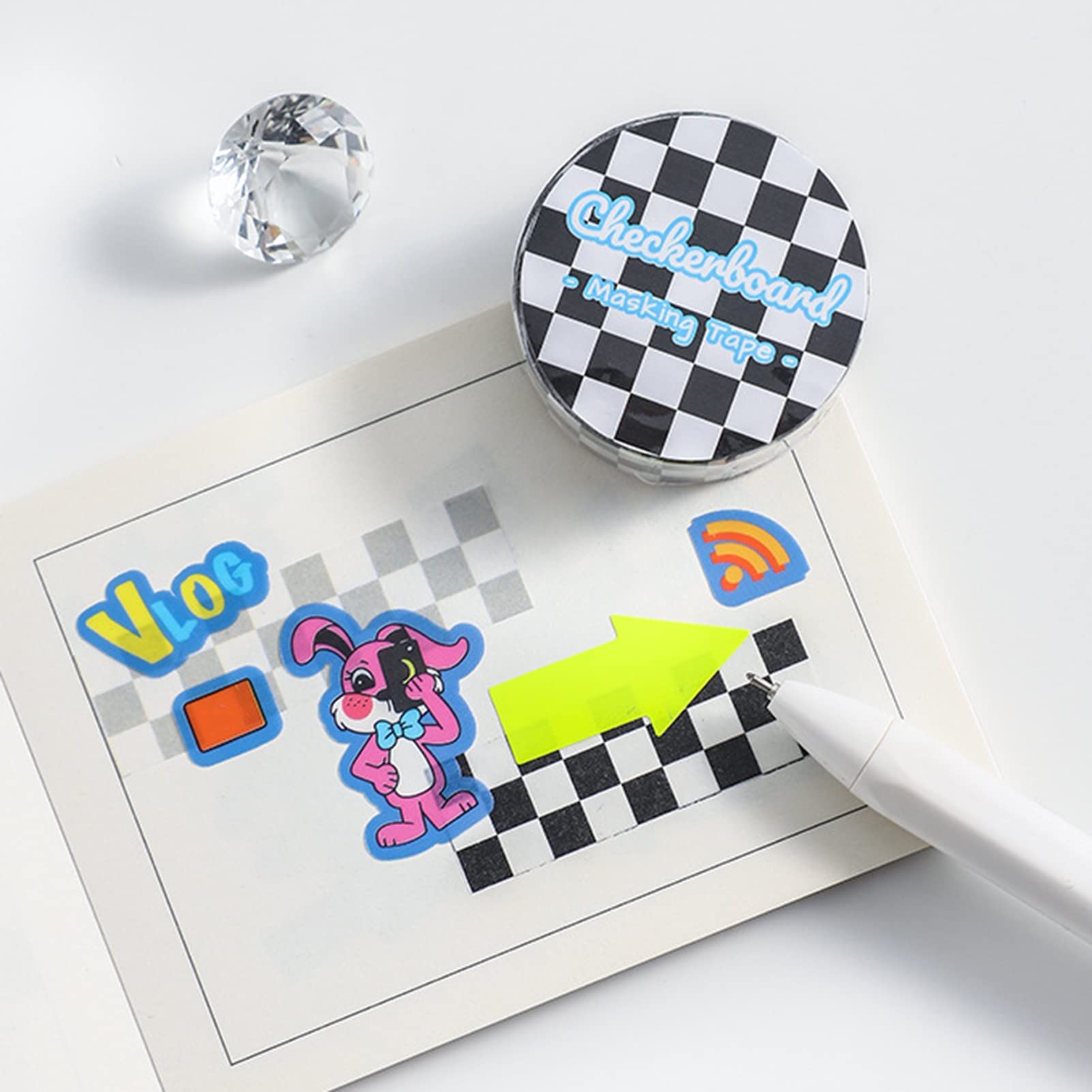 5 Rolls/1 Roll Checkered Flag Washi Tape - Race Car Design Decorative Tape for DIY Crafts, Scrapbooking, Journaling, Cards & School Projects - Perfect for Handbooks, Planners, Art Projects and Party Decorations