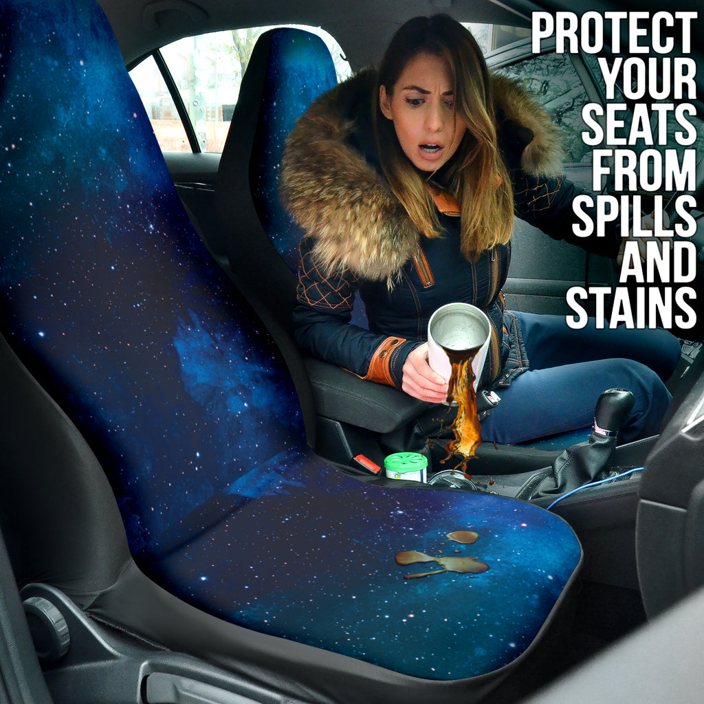 Premium Blue Galaxy Print Car Seat Covers - Universal Fit for Cars, Trucks & SUVs | Waterproof & Anti-Slip Protection | Perfect for Road Trips, Daily Commutes & Outdoor Adventures