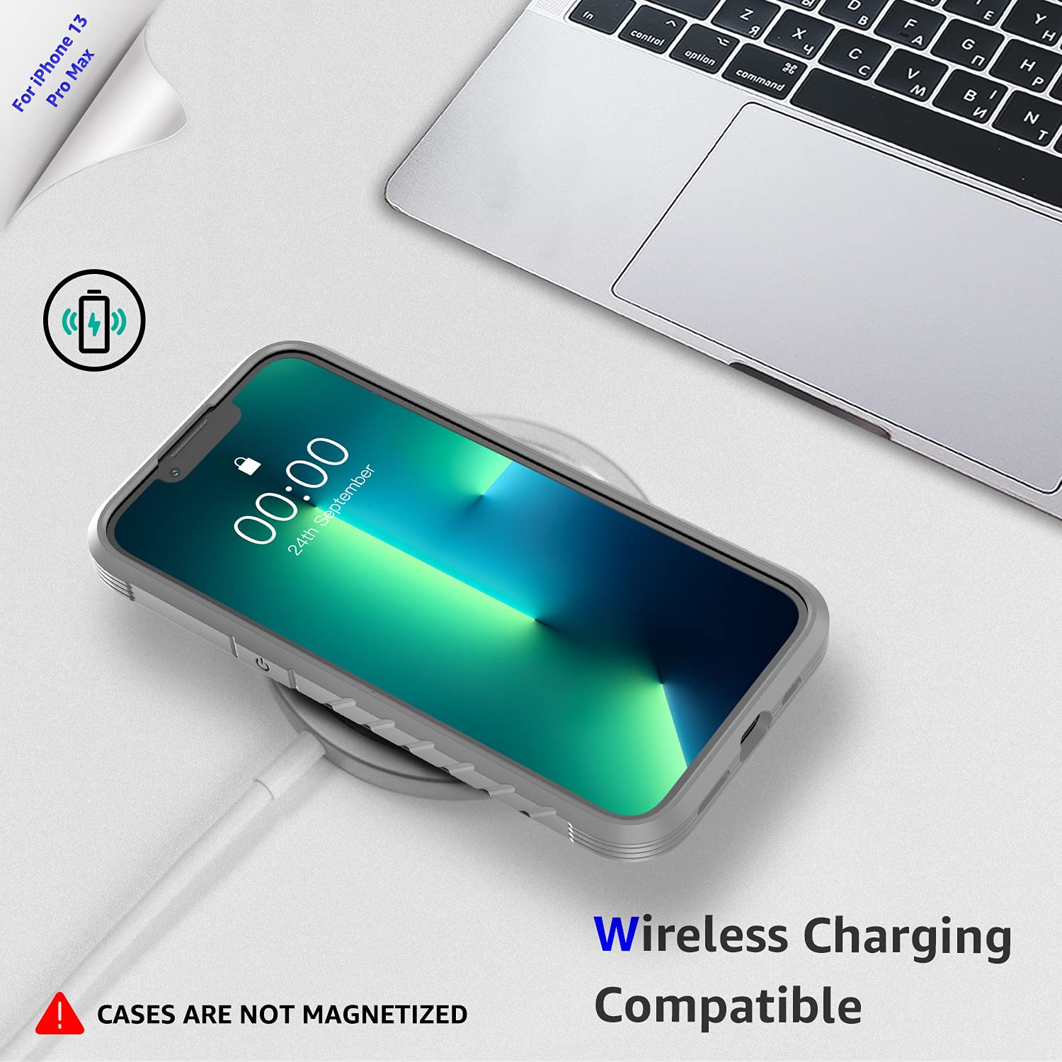 Shockproof iPhone 13 Pro Max Case (2021) - Clear Soft Silicone Protective Cover with Rugged Aluminum Bumper | 6.7 Inch Durable Phone Case in Iridescent Gray | Perfect for Outdoor Activities, Work & Daily Protection