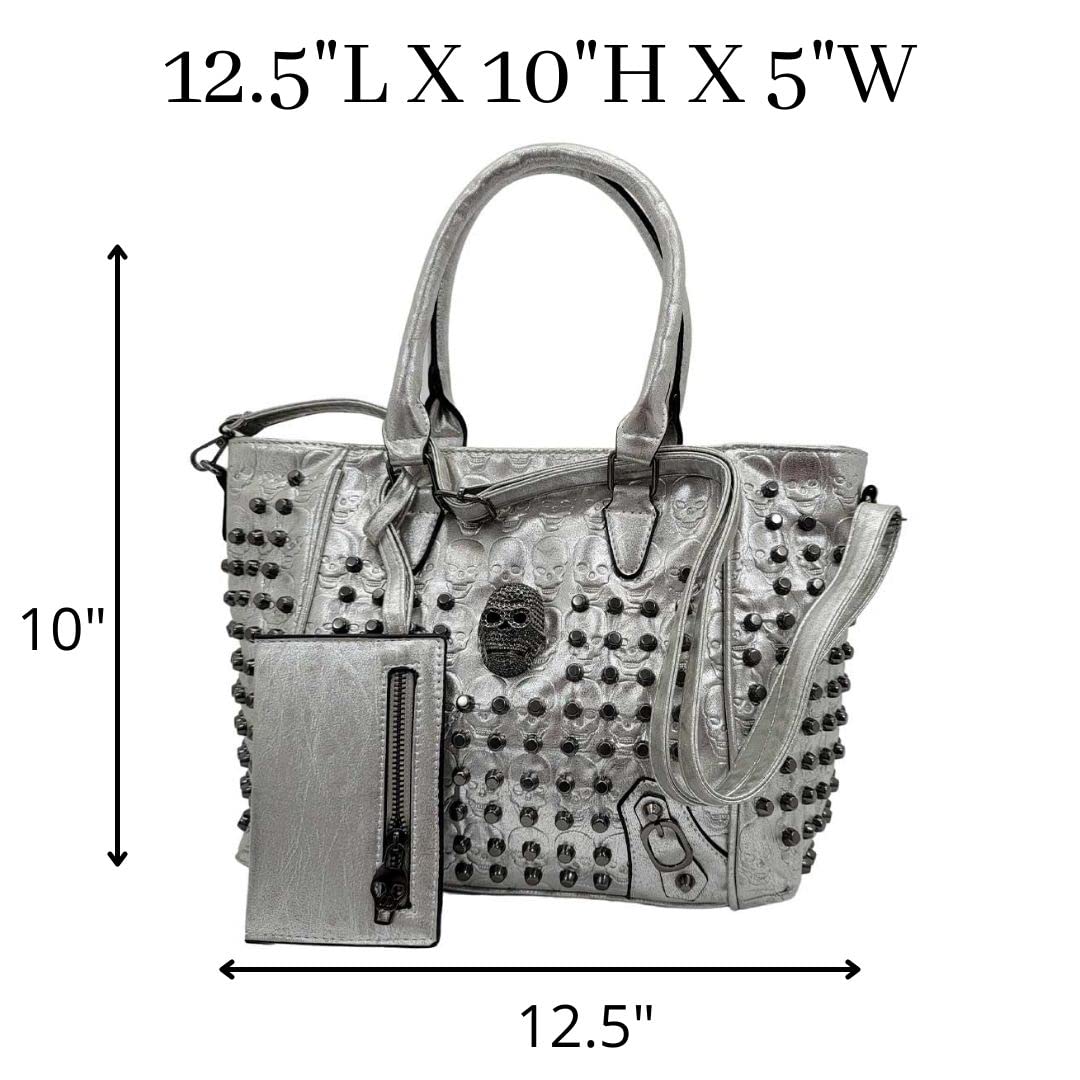 Gothic Rhinestone Skull Handbag - Embroidered PU Leather Tote Purse for Women | Perfect for Halloween, Parties & Gothic Fashion Accessories
