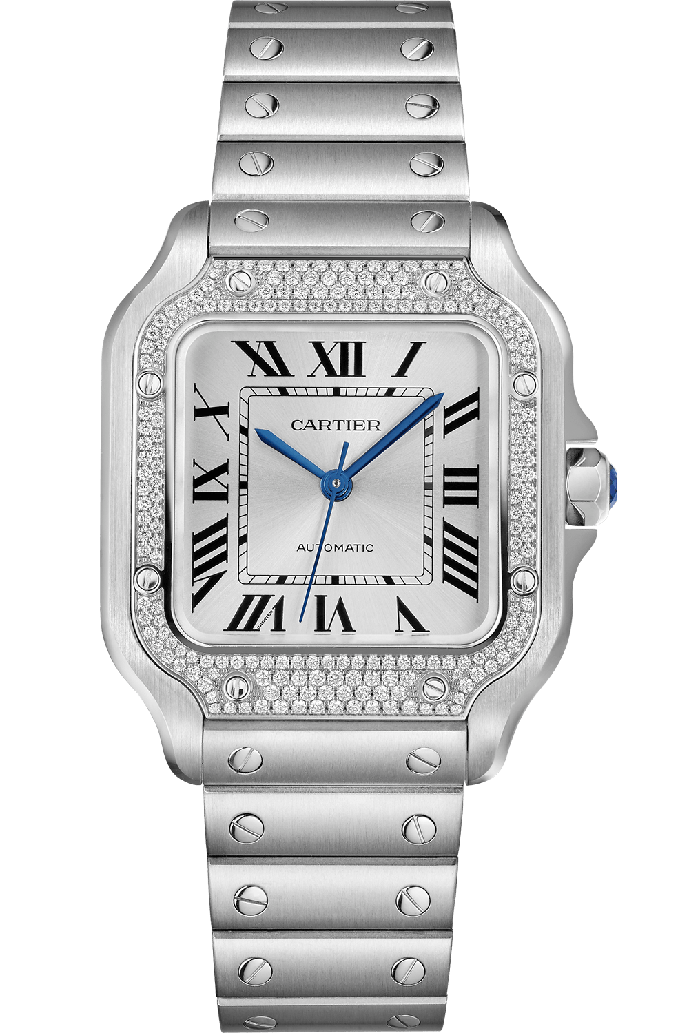 Cartier Santos Stainless Steel Diamond Watch for Men & Women - Luxury Unisex Timepiece for Business, Gifts & Special Occasions
