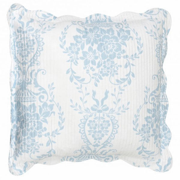 Premium Florence Blue European Pillowcase - 100% Cotton Luxury Bedding for Home Decor & Guest Room Styling
