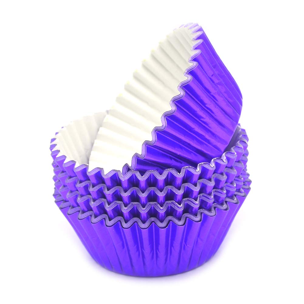 Premium Purple Foil Cupcake Liners - 100 Count Disposable Baking Cups for Muffins, Cupcakes & Party Decorations | Perfect for Birthday, Wedding & Holiday Baking Supplies