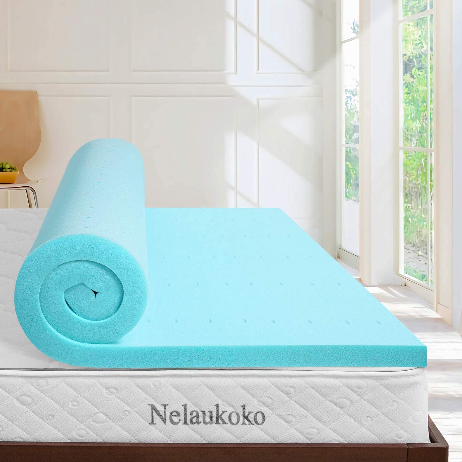 2 Inch Cooling Gel Memory Foam Mattress Topper Queen Size - Ventilated Breathable Mattress Pad for Pressure Relief & Back Pain - Perfect for Hot Sleepers & Side Sleepers