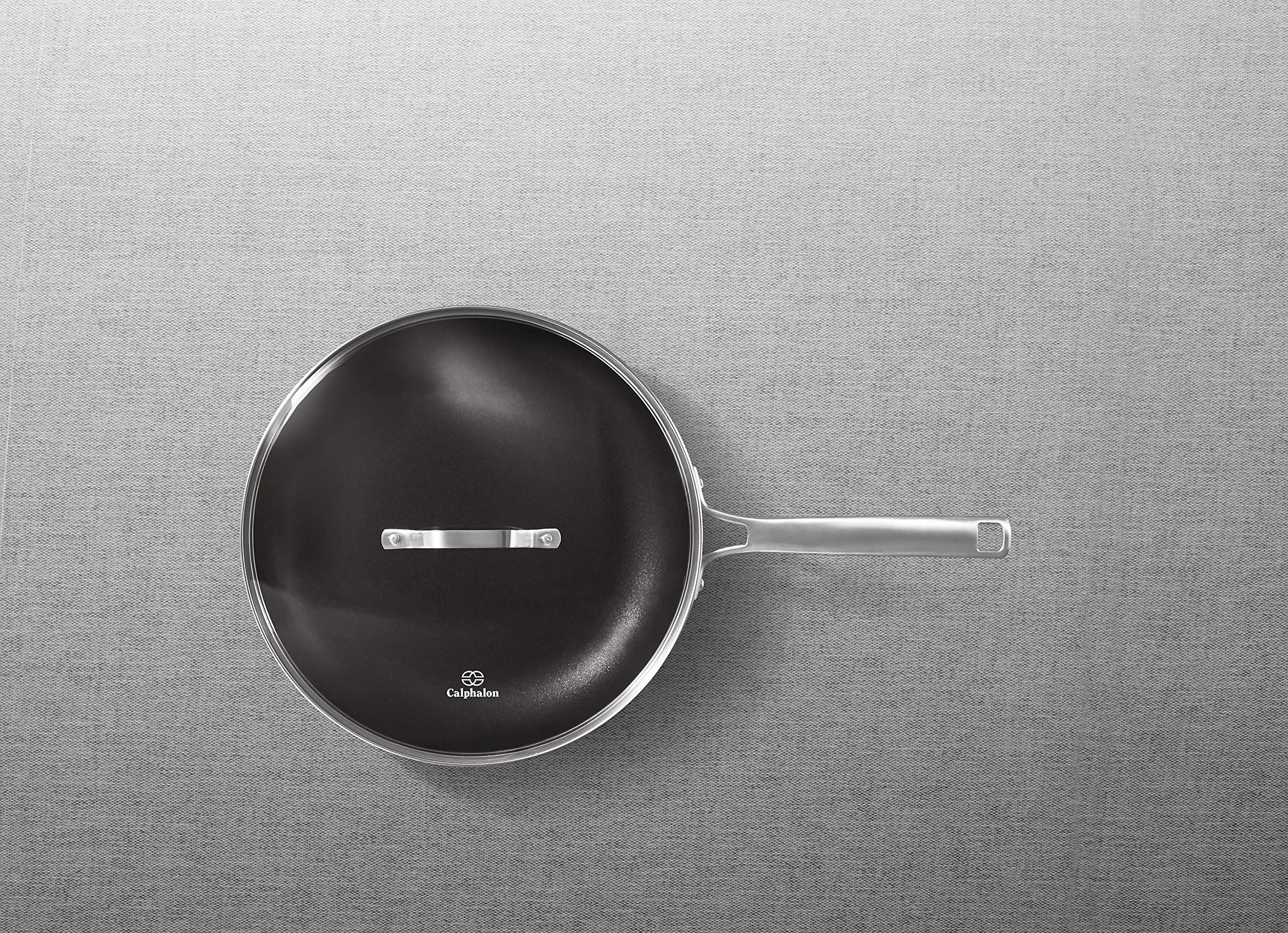 Calphalon Nonstick Frying Pan with Lid - 12-Inch Grey Cookware Set, Stay-Cool Handles & Dishwasher Safe - Perfect for Sautéing, Frying Eggs & Pancakes