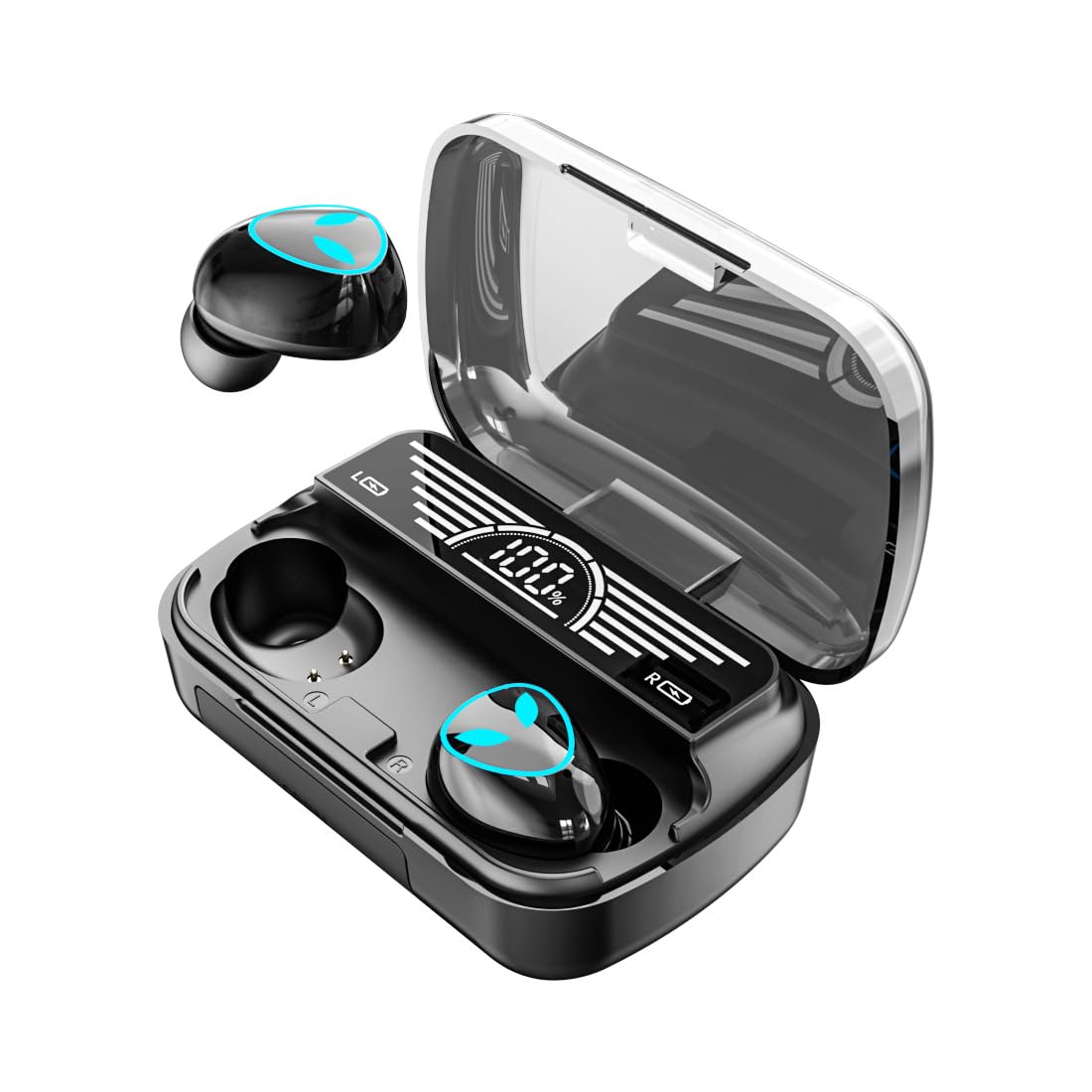 Premium Wireless Earbuds Bluetooth 5.3 with Noise Cancelling - True Wireless In-Ear Headphones with Touch Control & Built-in Mic - HD Sound & Deep Bass for Sports, Workouts, Running & Gym (Black)