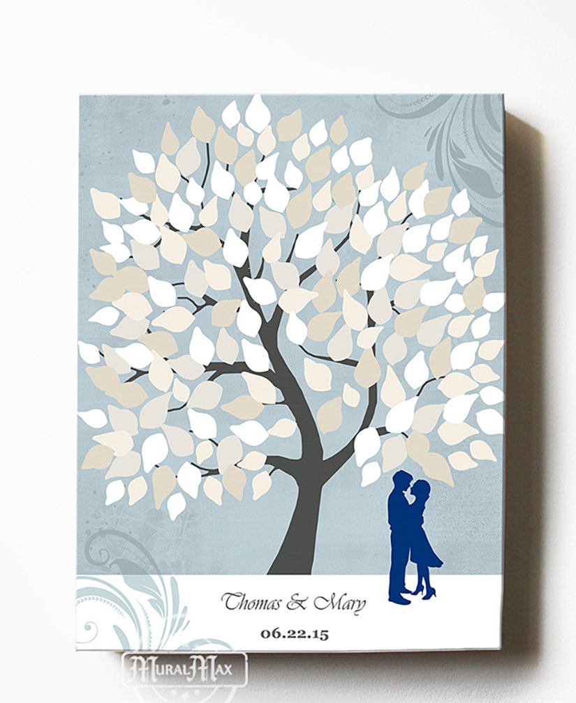 Custom Couple's Romance Tree Canvas Wall Art - Personalized with Names & Date - 20