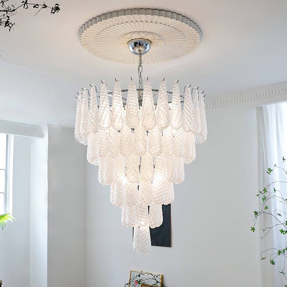Exquisite Murano Glass Pinecone Chandelier - Handcrafted Italian Crystal Ceiling Light Fixture for Dining Room, Living Room & Bedroom Decor