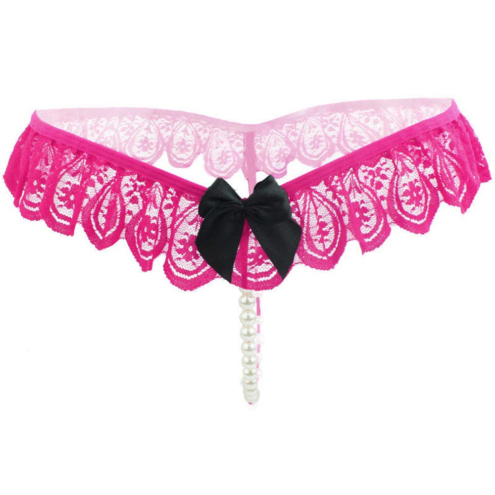 Vedolay Women's Sexy Lace G-String Thong Underwear with Pearl Details - Comfortable Lingerie for Intimate Moments & Special Occasions - Perfect for Valentine's Day, Honeymoon & Romantic Nights