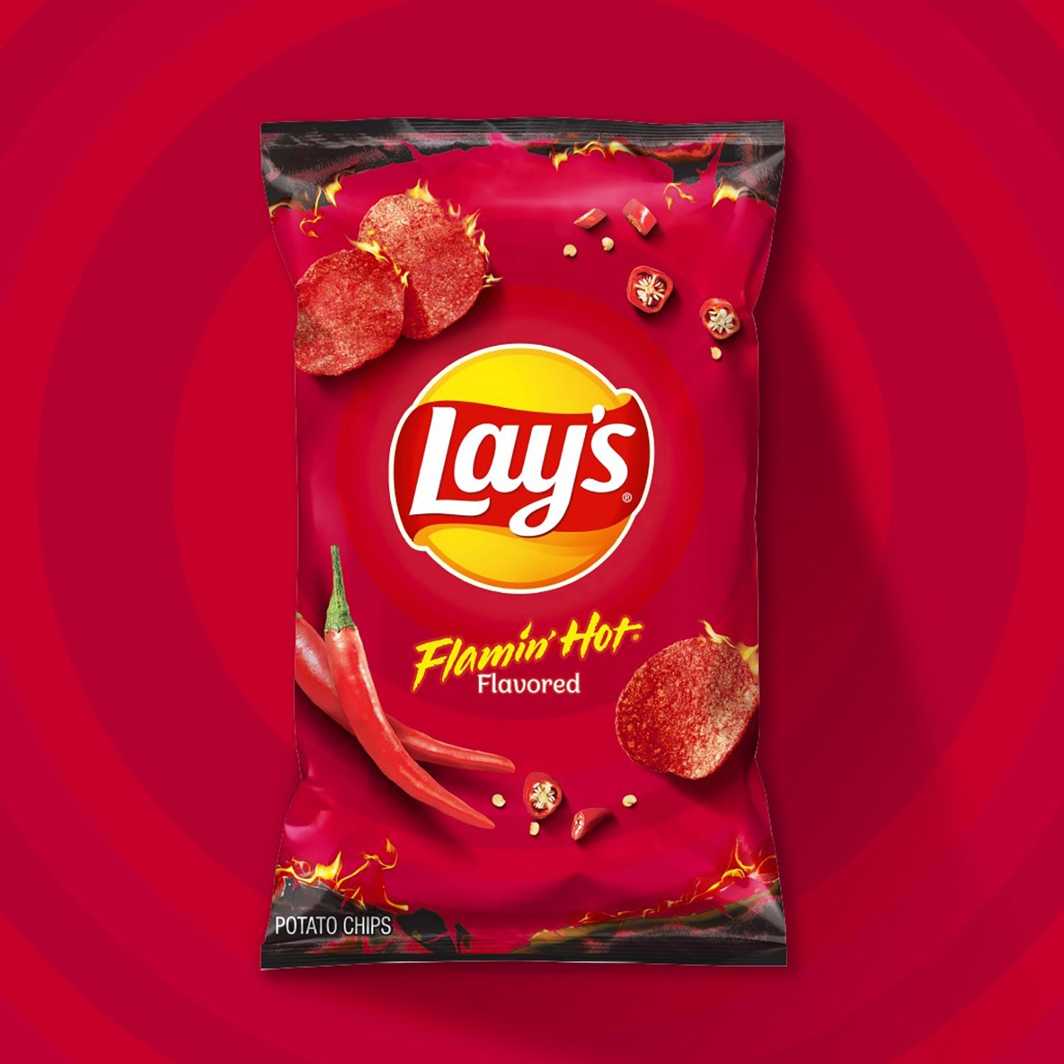Frito Lay Lays Flaming Hot Chips 2.25oz (24 Count Case) - Spicy Snacks for Parties, Movie Nights & On-the-Go