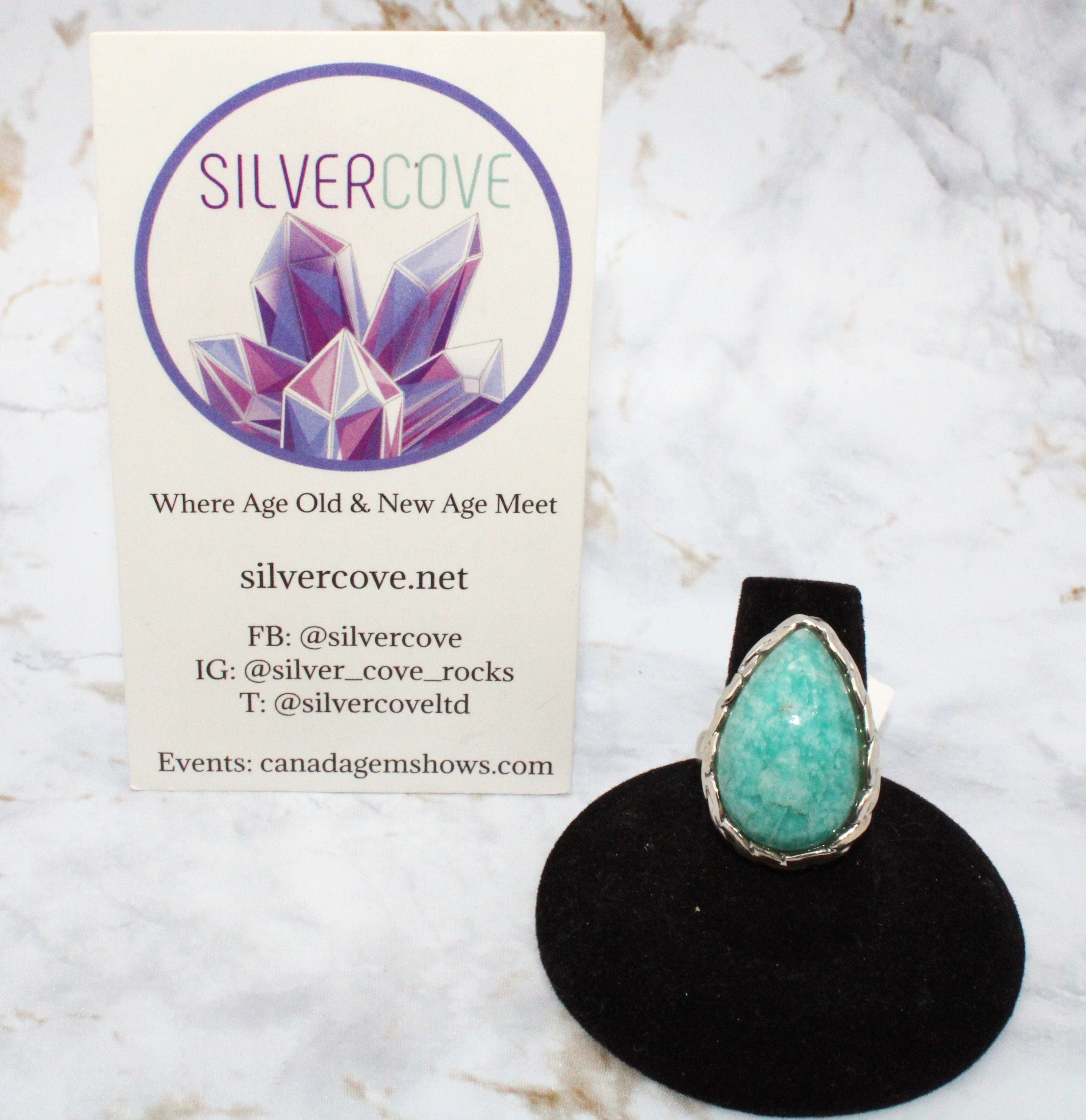 Amazonite Sterling Silver Ring for Women - Size 7.75 - Healing Crystal Jewelry for Meditation, Yoga & Spiritual Balance
