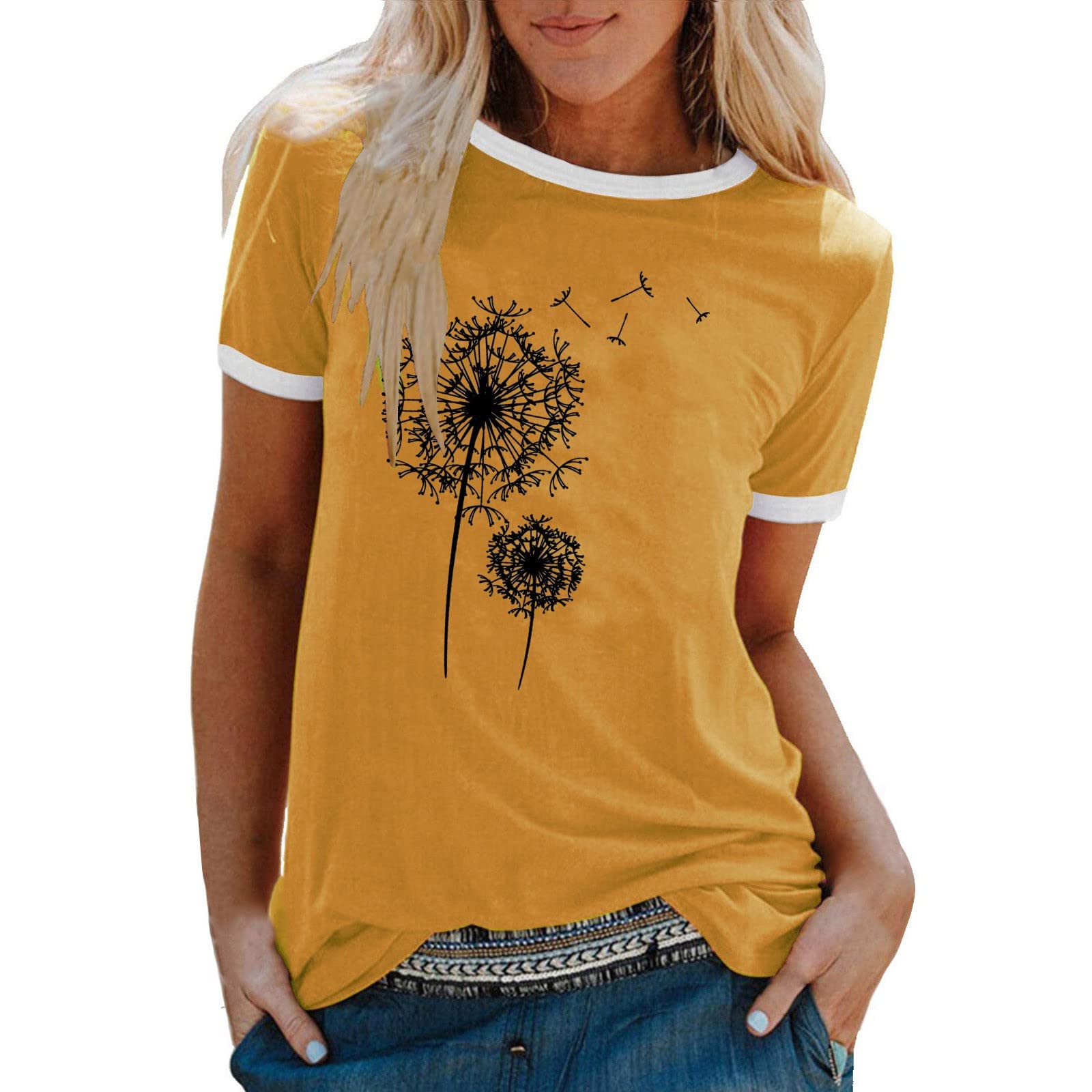 Trendy Women's Short Sleeve V-Neck Blouse - Flowy Printed Summer Top for Casual Outings & Beach Wear | eczipvz