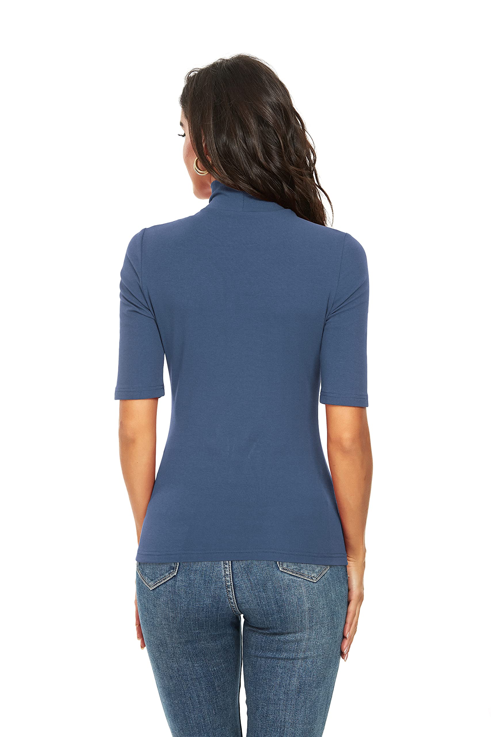 Women's Short Sleeve Mock Turtleneck Tops - Slim Fit Business Casual Tee Shirts (S-XL) for Office, Work & Everyday Wear