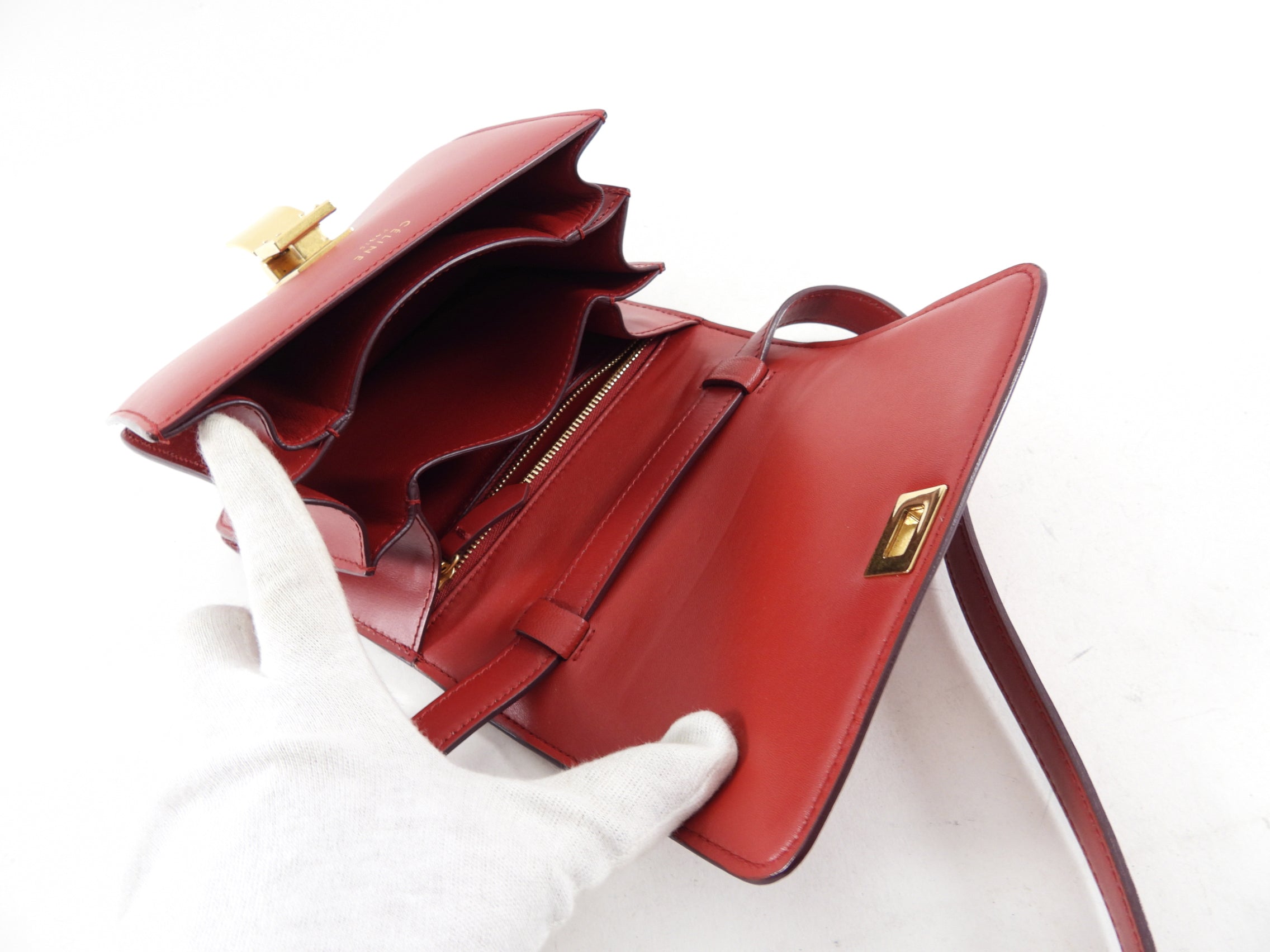 Celine Small Box Bag in Red Smooth Leather - Perfect for Everyday Use, Work & Special Occasions