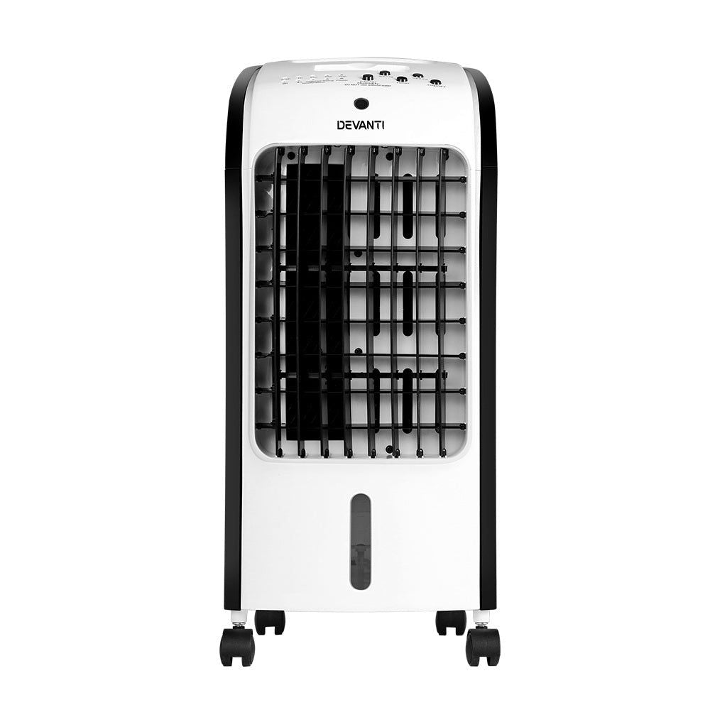 Devanti 4L Portable Evaporative Air Cooler with Humidifier - Personal Cooling Fan for Home, Office & Outdoor Use - Energy Efficient Air Conditioner Alternative for Summer