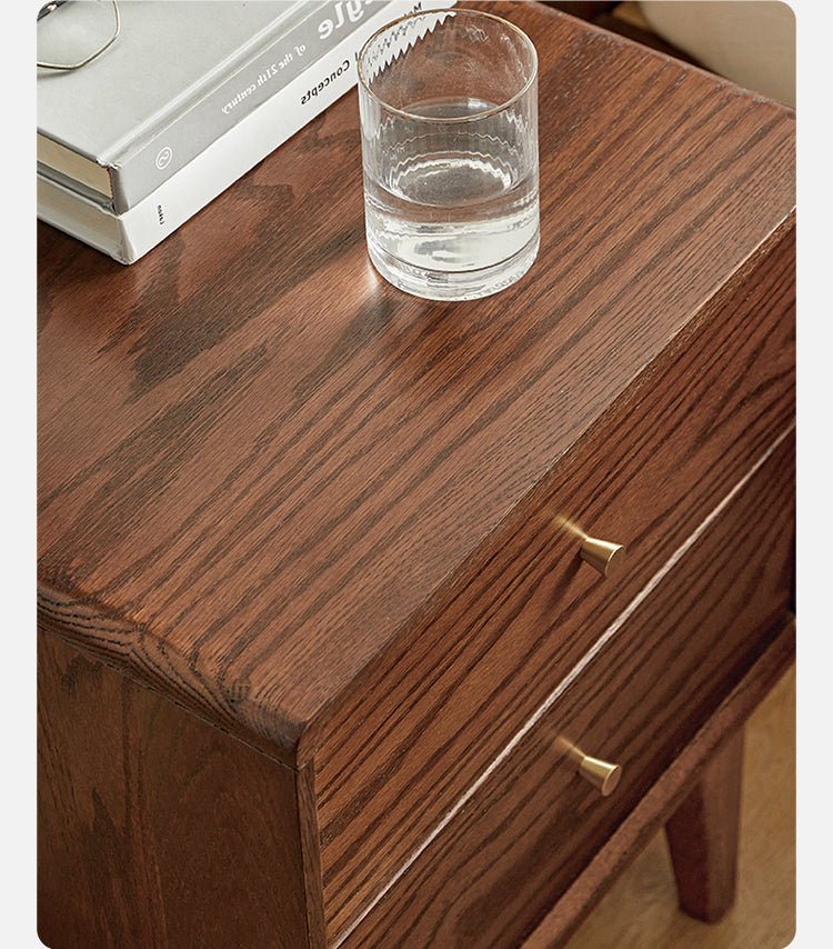 Solid Oak Wood Nightstand - Nordic Style Bedside Table for Bedroom, Living Room, or Office - Modern Minimalist Furniture with Storage Shelf