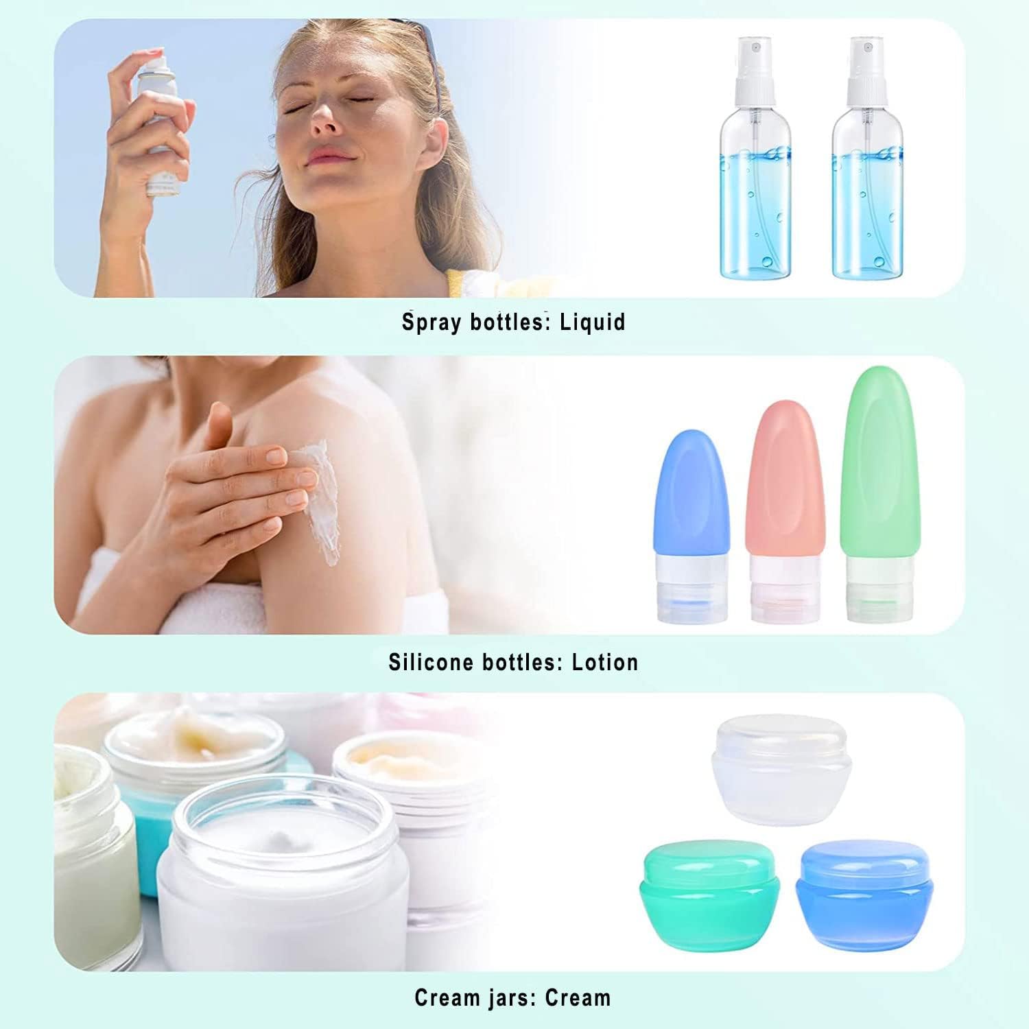 POLENTAT 17 Pcs TSA Approved Silicone Travel Bottles for Toiletries - Leak Proof Travel Size Containers for Shampoo, Lotion & Cosmetics - Perfect for Airplane Carry On, Gym & Vacation Essentials