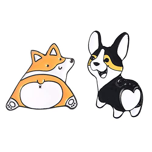 2Pcs Alloy Cartoon Husky & Shiba Inu Brooch Pin Set - DIY Backpack, Hat & Jacket Accessories - Cute Dog Jewelry for Students, Gifts & Collectors - Perfect for Casual Wear, Cosplay & Fashion Outfits